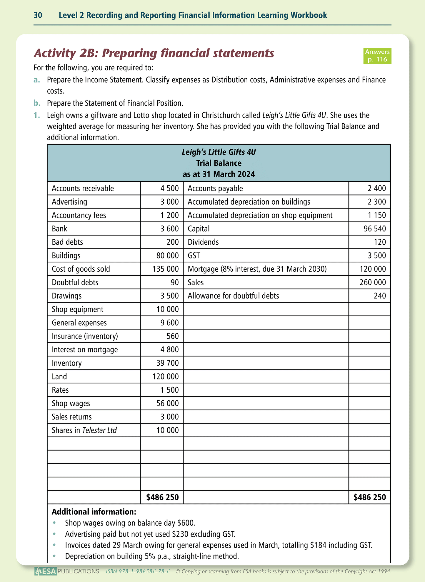 Level 2 Recording and Reporting Financial Information 2.3 Learning Workbook