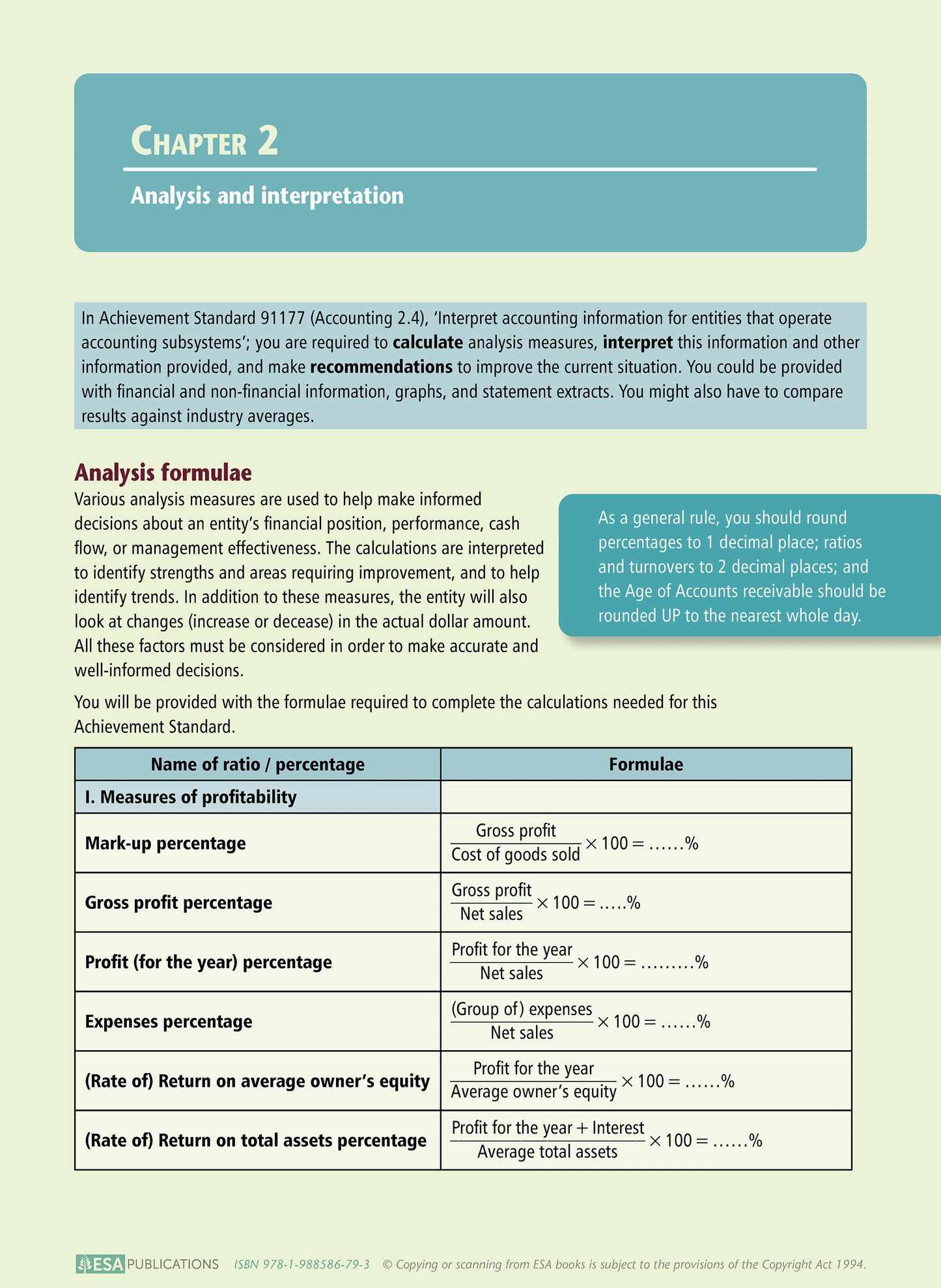 Level 2 Analysis and Interpretation of Accounting Information 2.4 Learning Workbook
