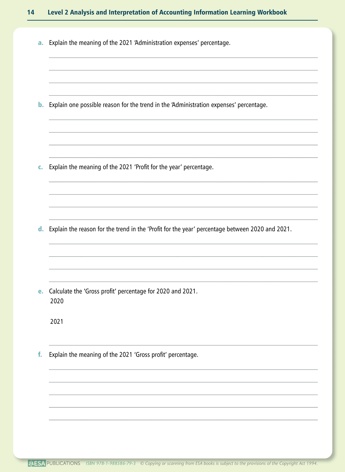 Level 2 Analysis and Interpretation of Accounting Information 2.4 Learning Workbook