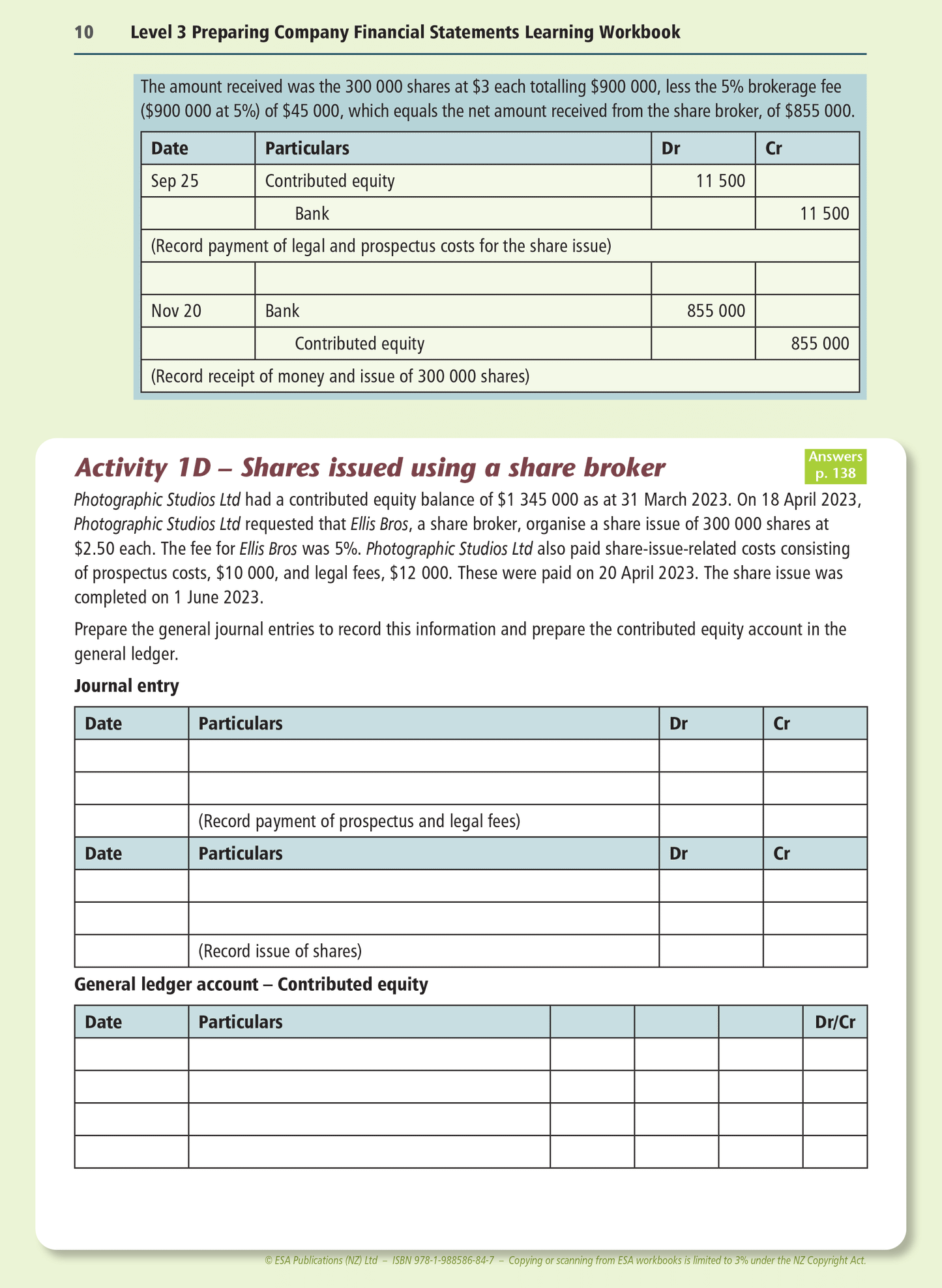 Level 3 Preparing Company Financial Statements 3.3 Learning Workbook