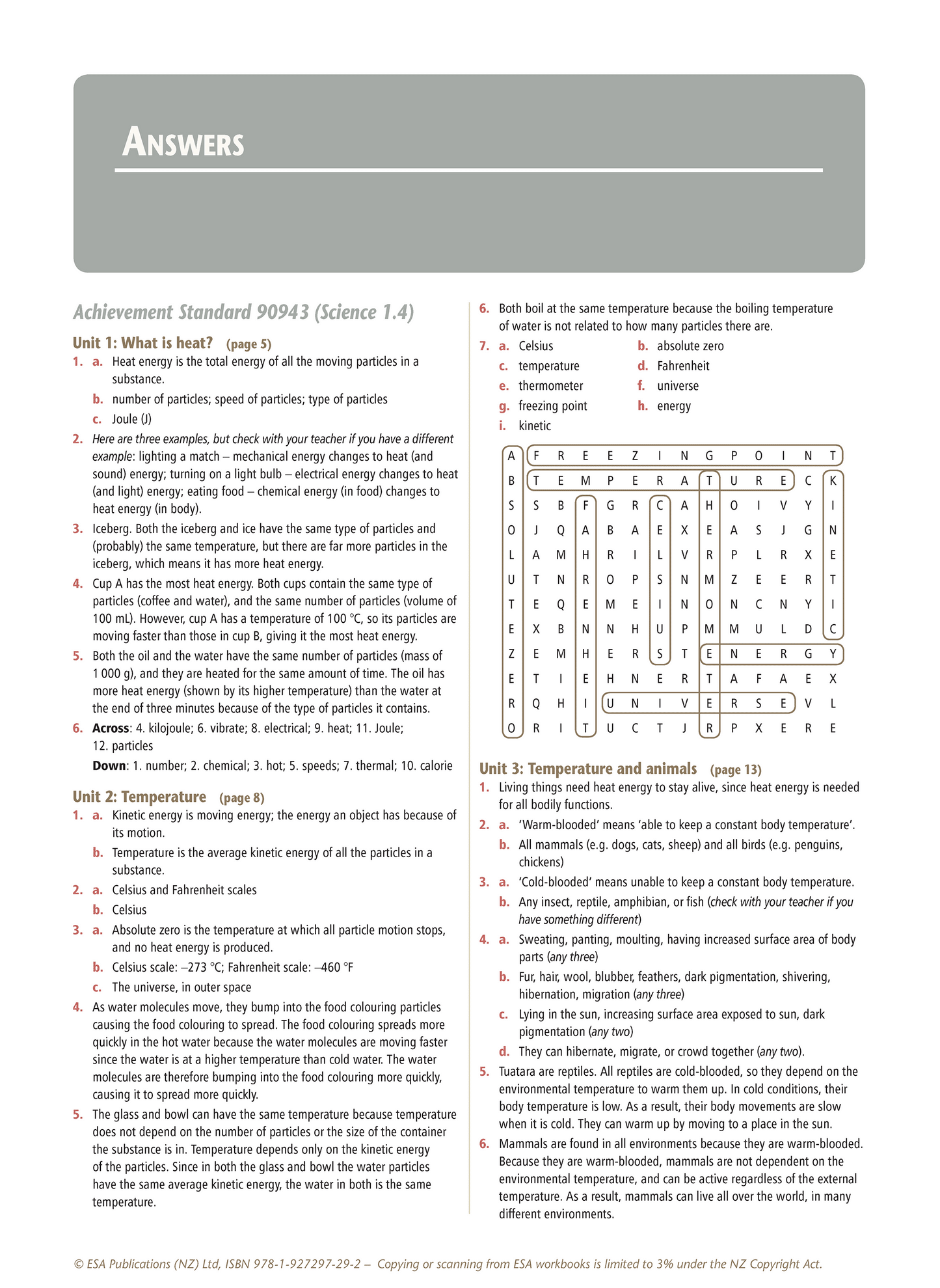 Level 1 Achieving Science Learning Workbook