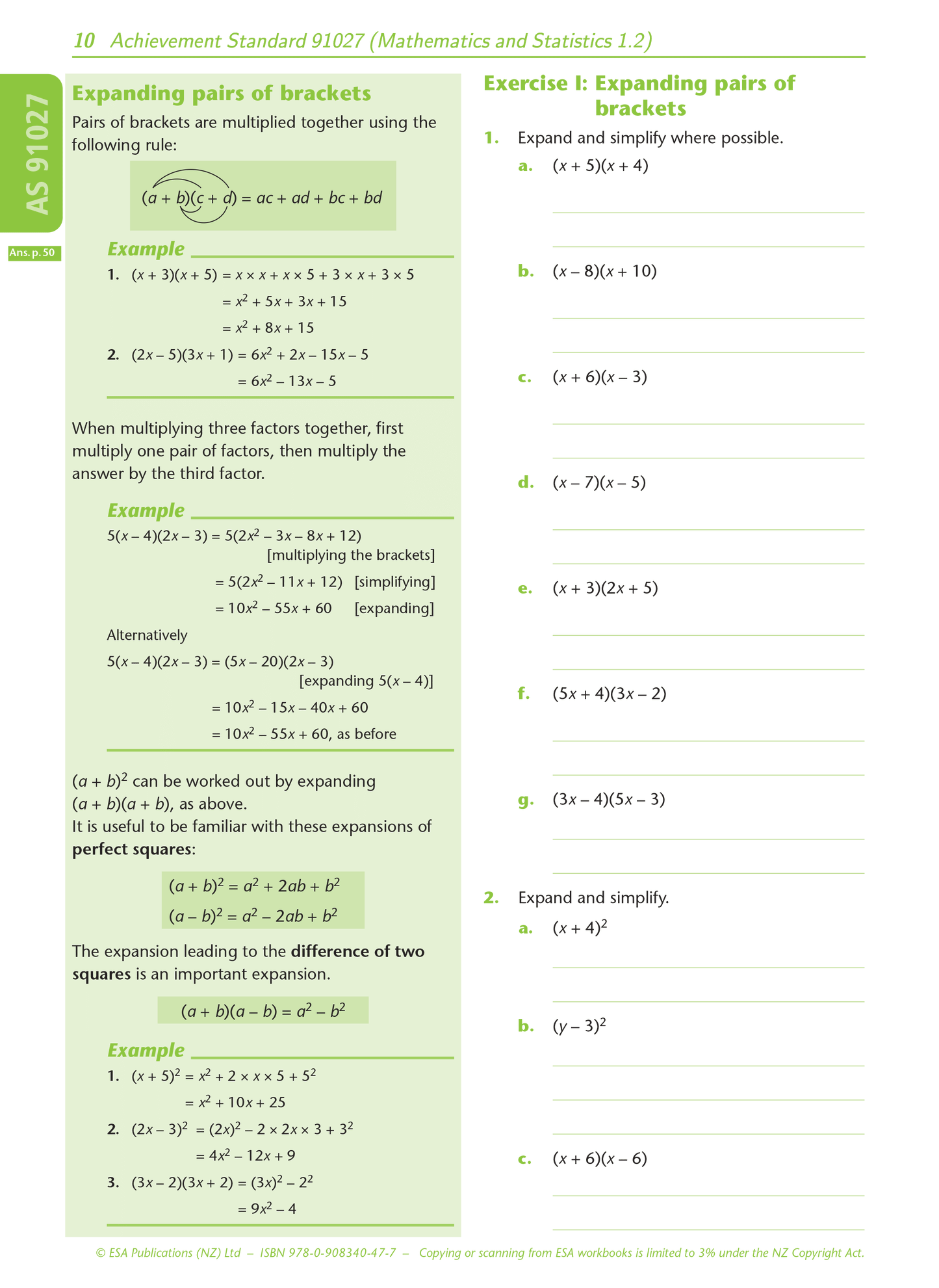 Level 1 Algebra 1.2 Learning Workbook