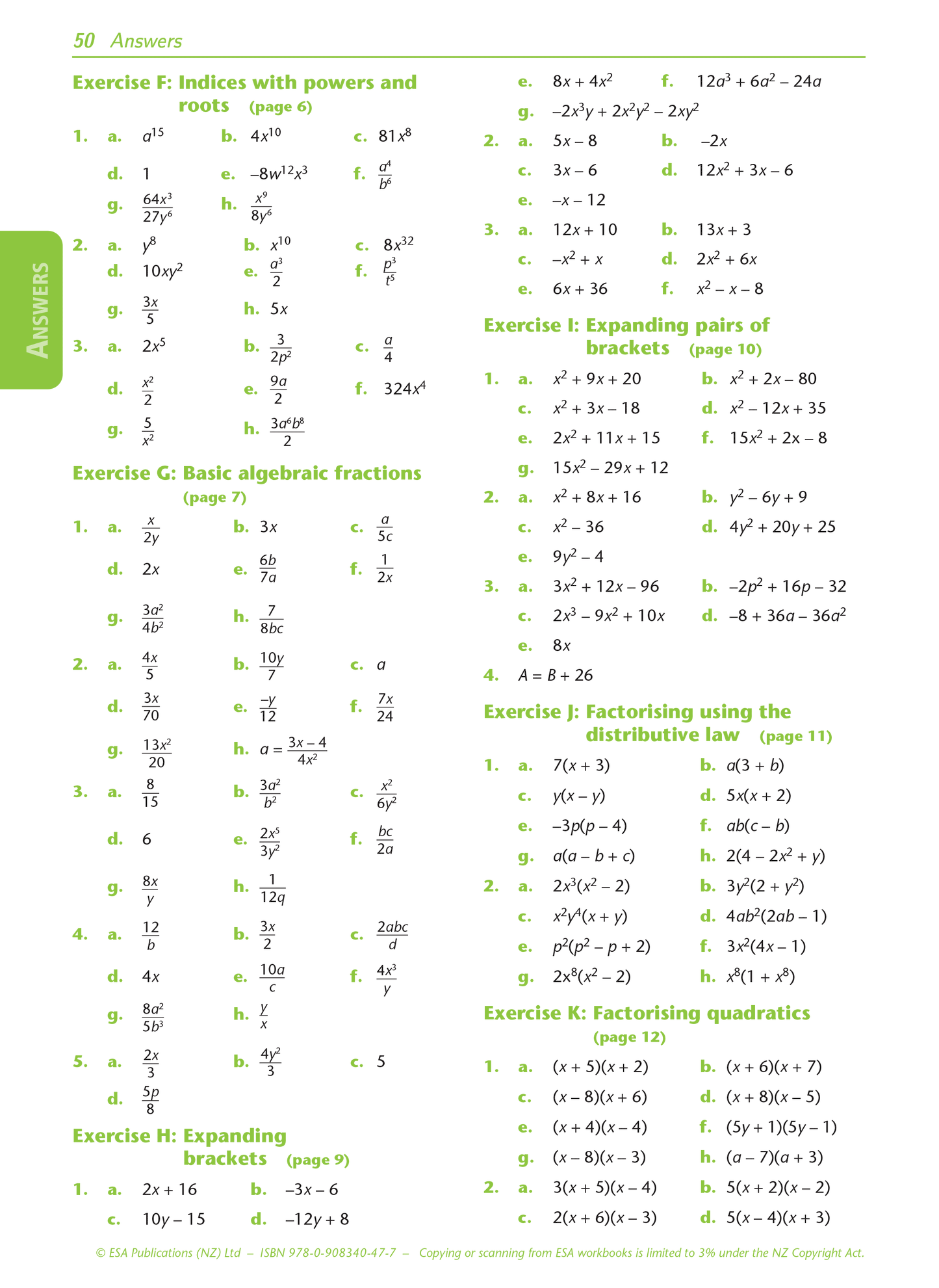 Level 1 Algebra 1.2 Learning Workbook