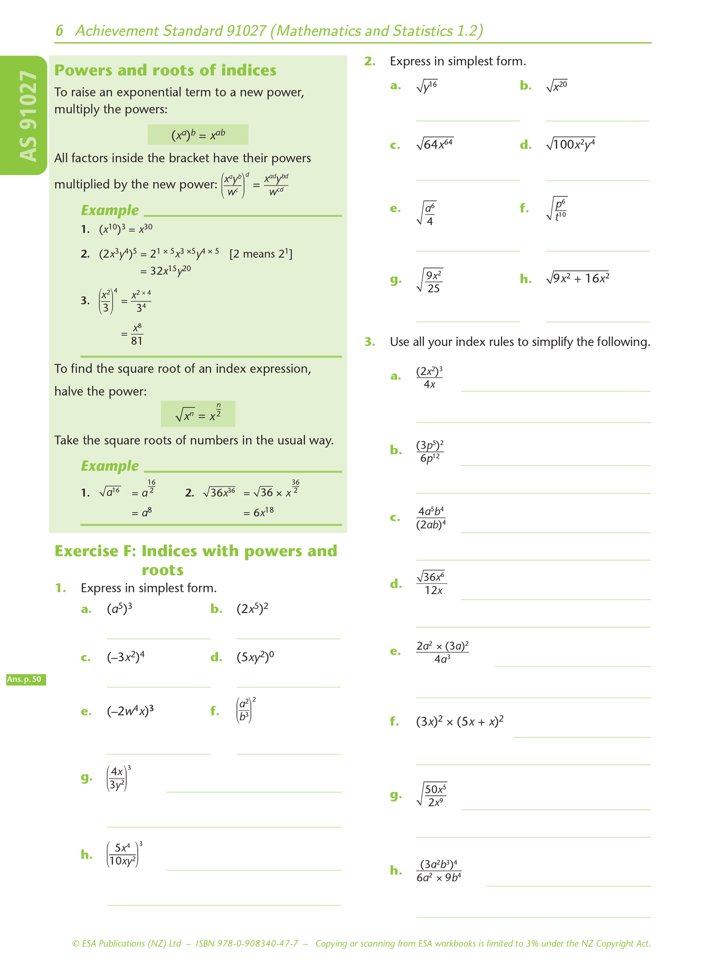 Level 1 Algebra 1.2 Learning Workbook