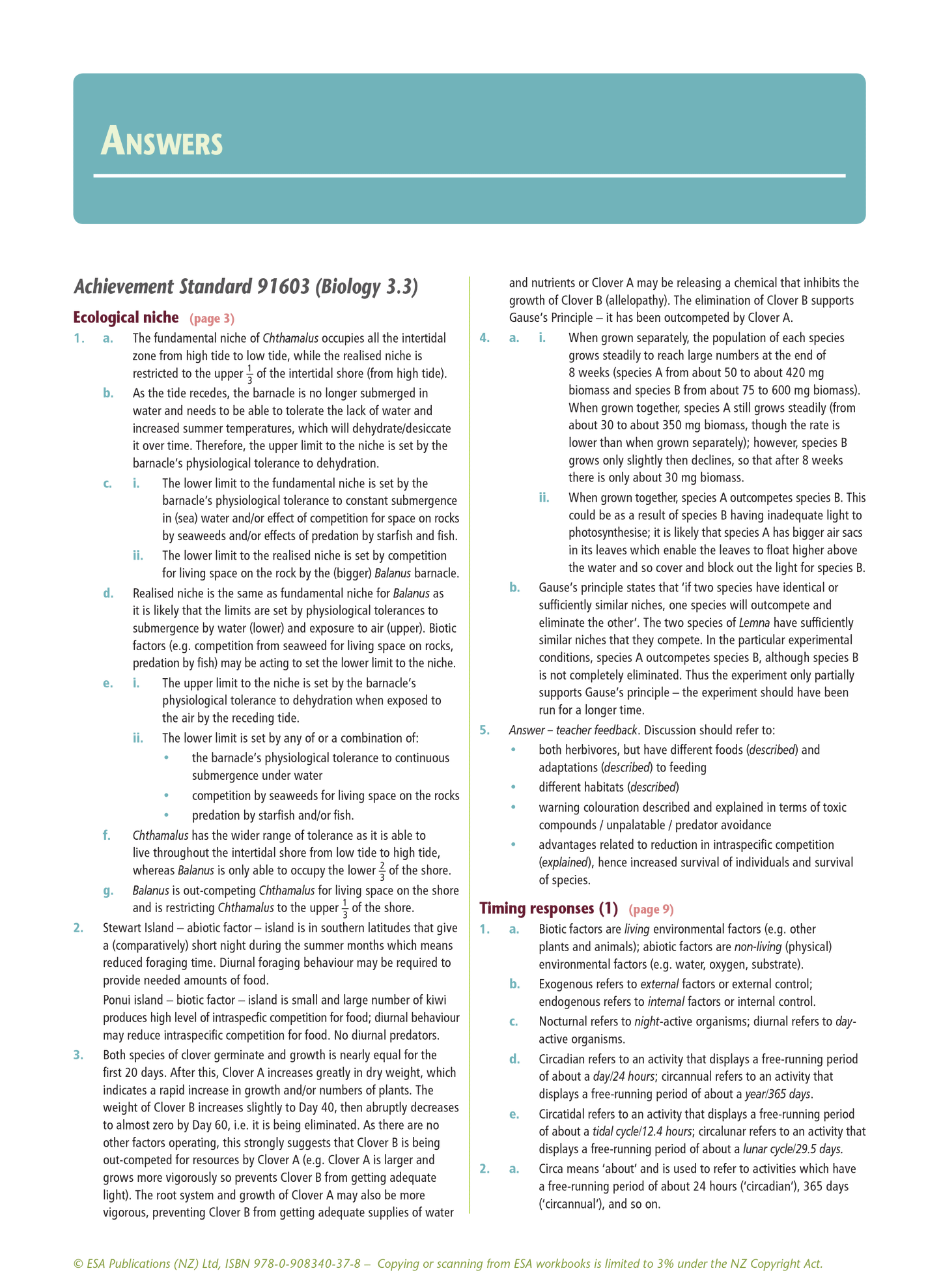 Level 3 Biology Externals Learning Workbook