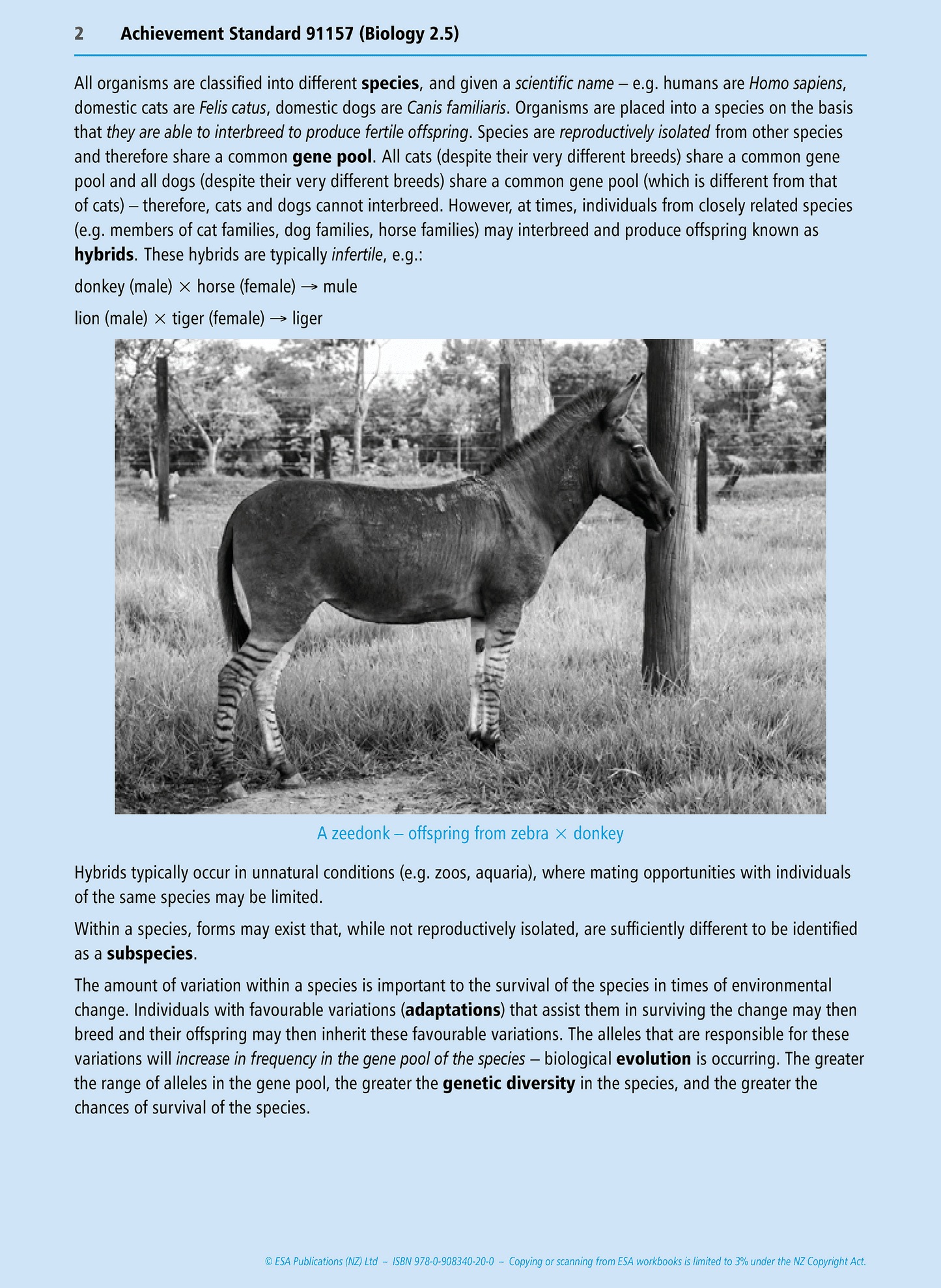 Level 2 Genetic Variation and Change 2.5 Learning Workbook