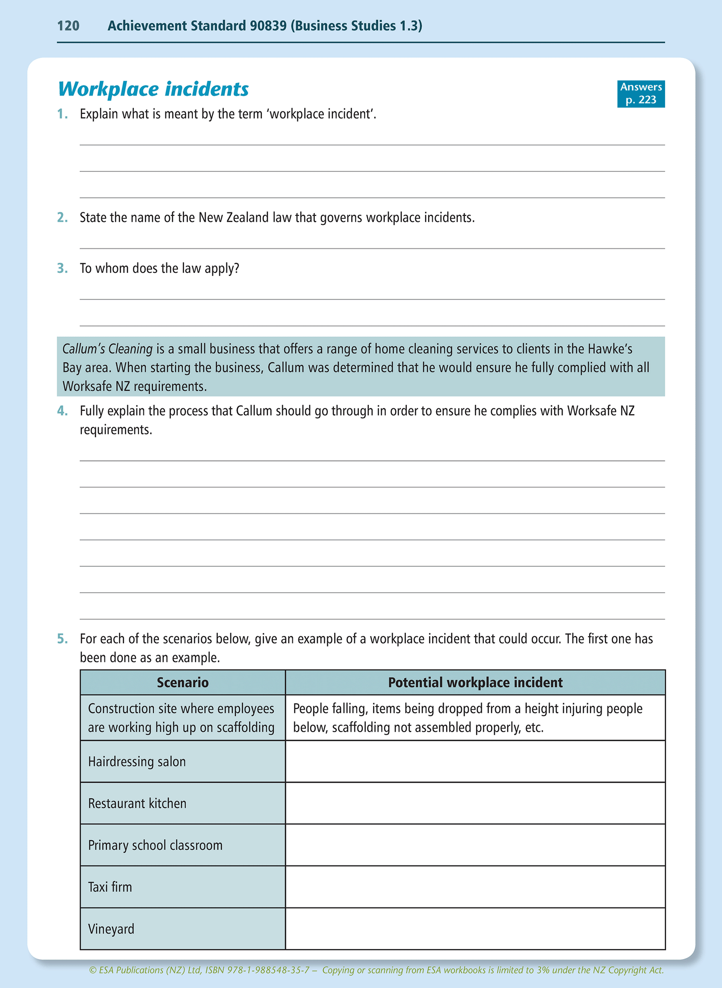 Level 1 Business Studies Learning Workbook