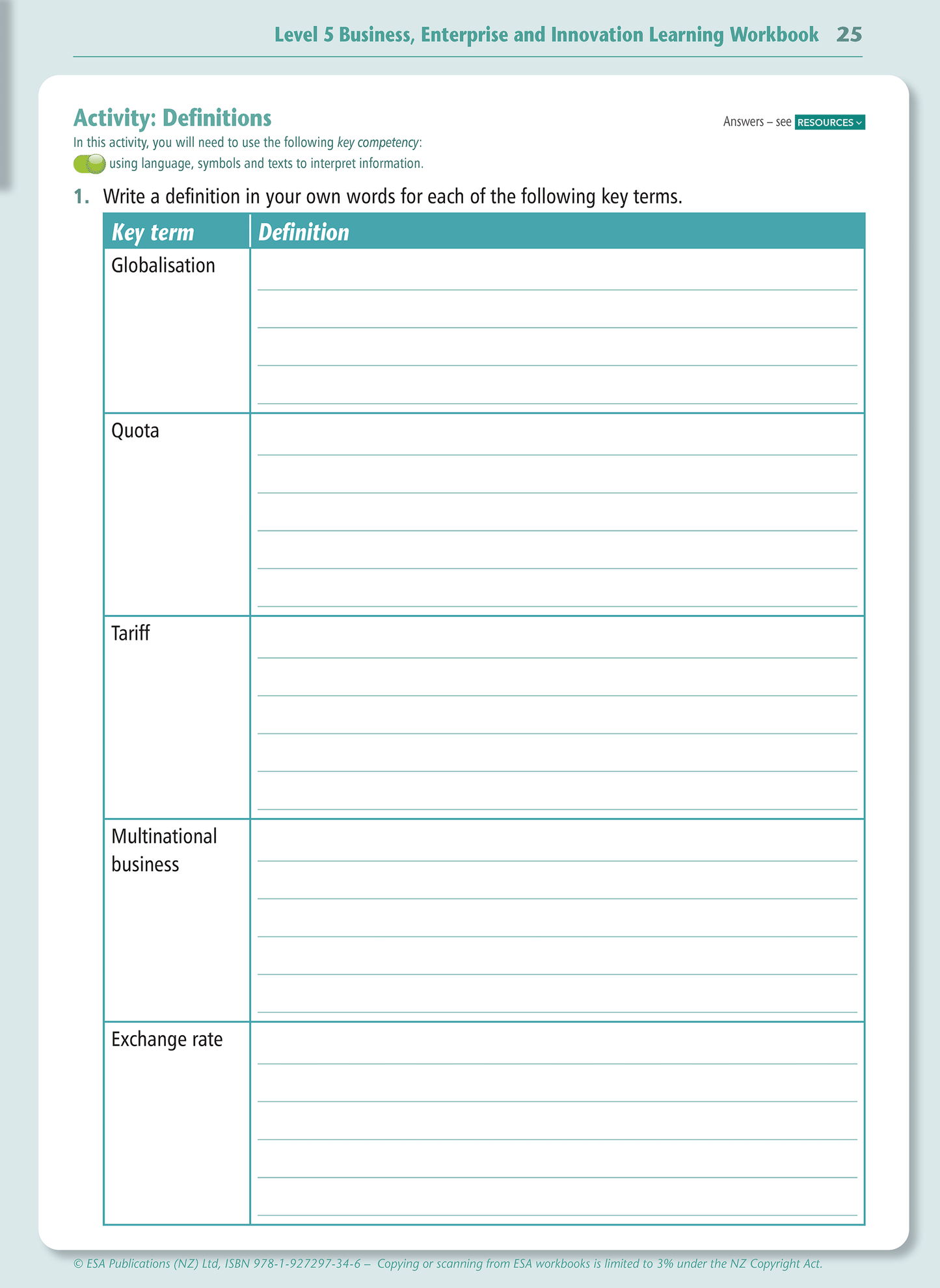 Level 5 Business, Enterprise and Innovation Learning Workbook