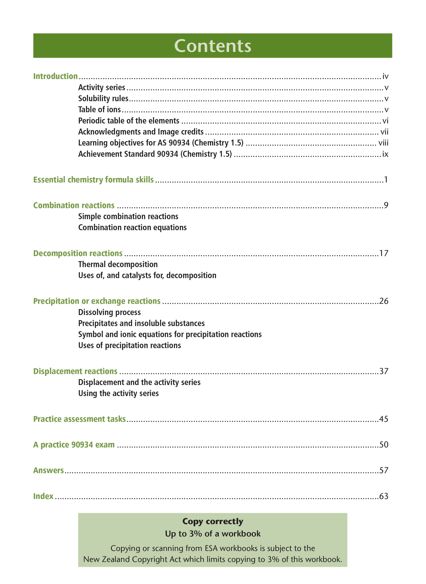 Level 1 Chemical Reactions 1.5 Learning Workbook