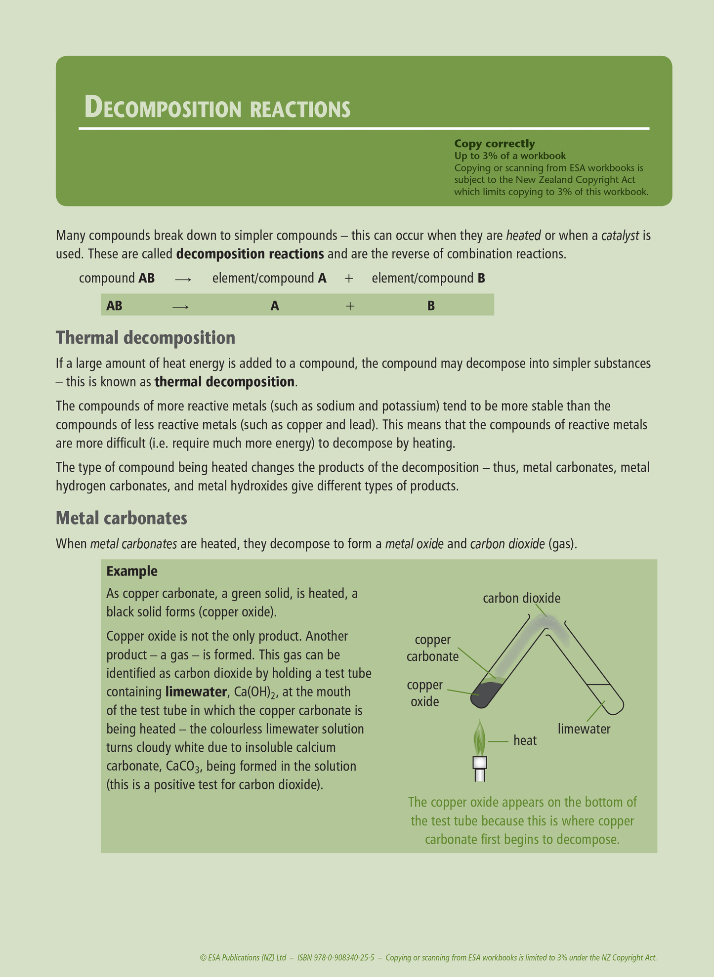 Level 1 Chemical Reactions 1.5 Learning Workbook