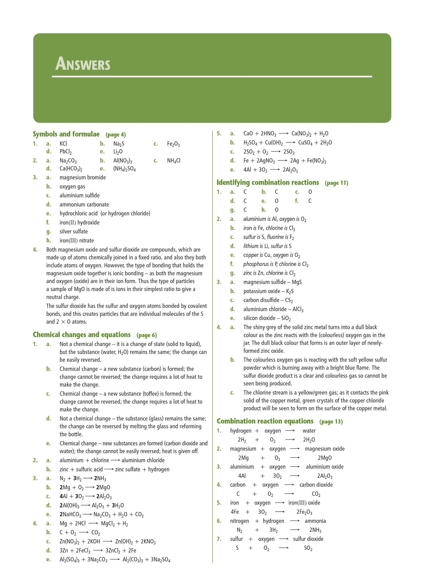 Level 1 Chemical Reactions 1.5 Learning Workbook