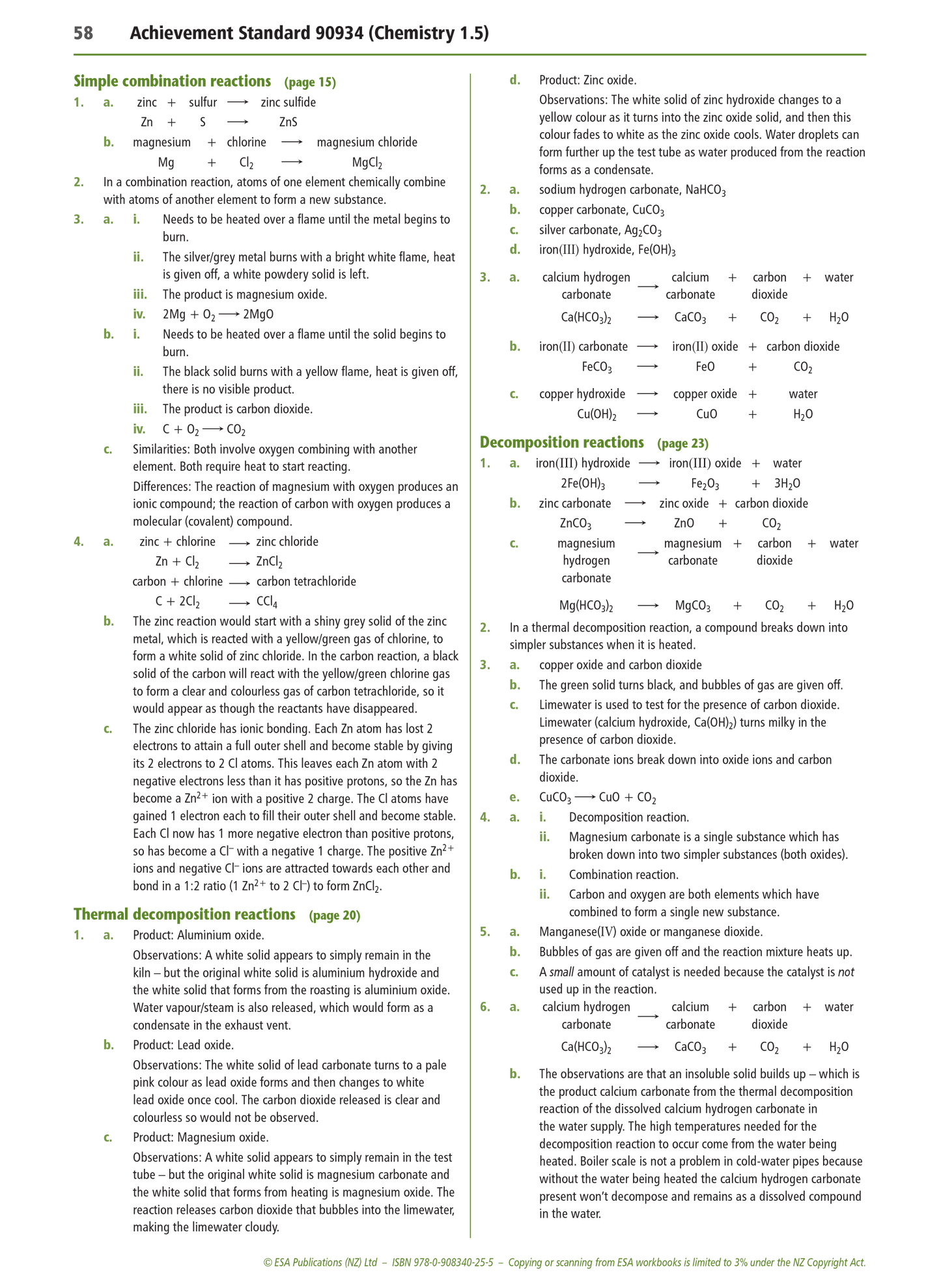 Level 1 Chemical Reactions 1.5 Learning Workbook