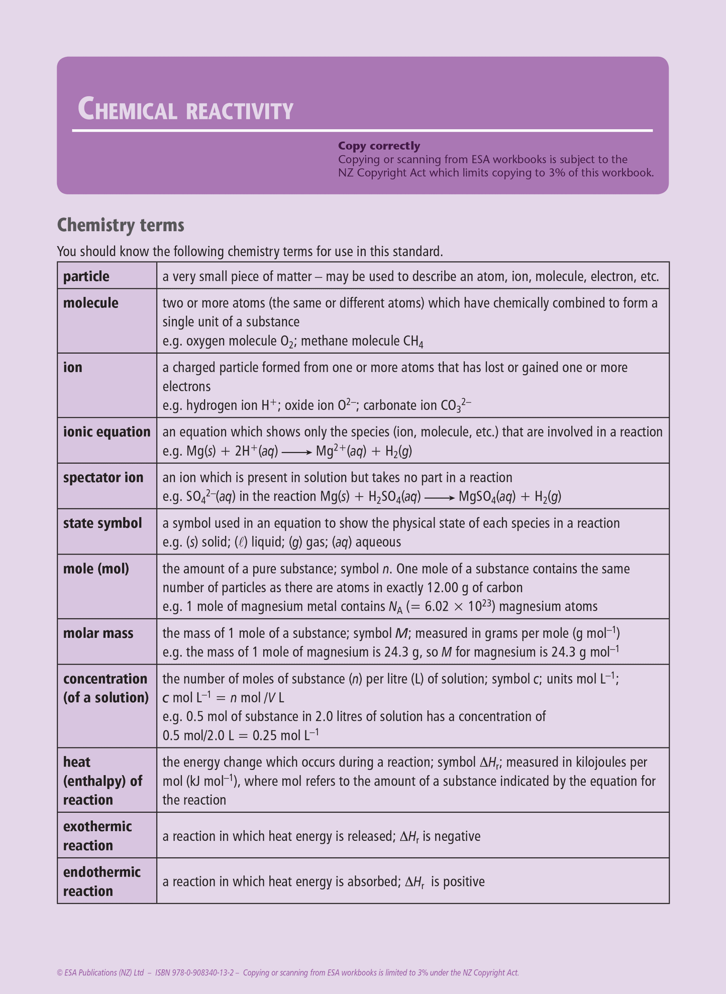 Level 2 Chemical Reactivity 2.6 Learning Workbook