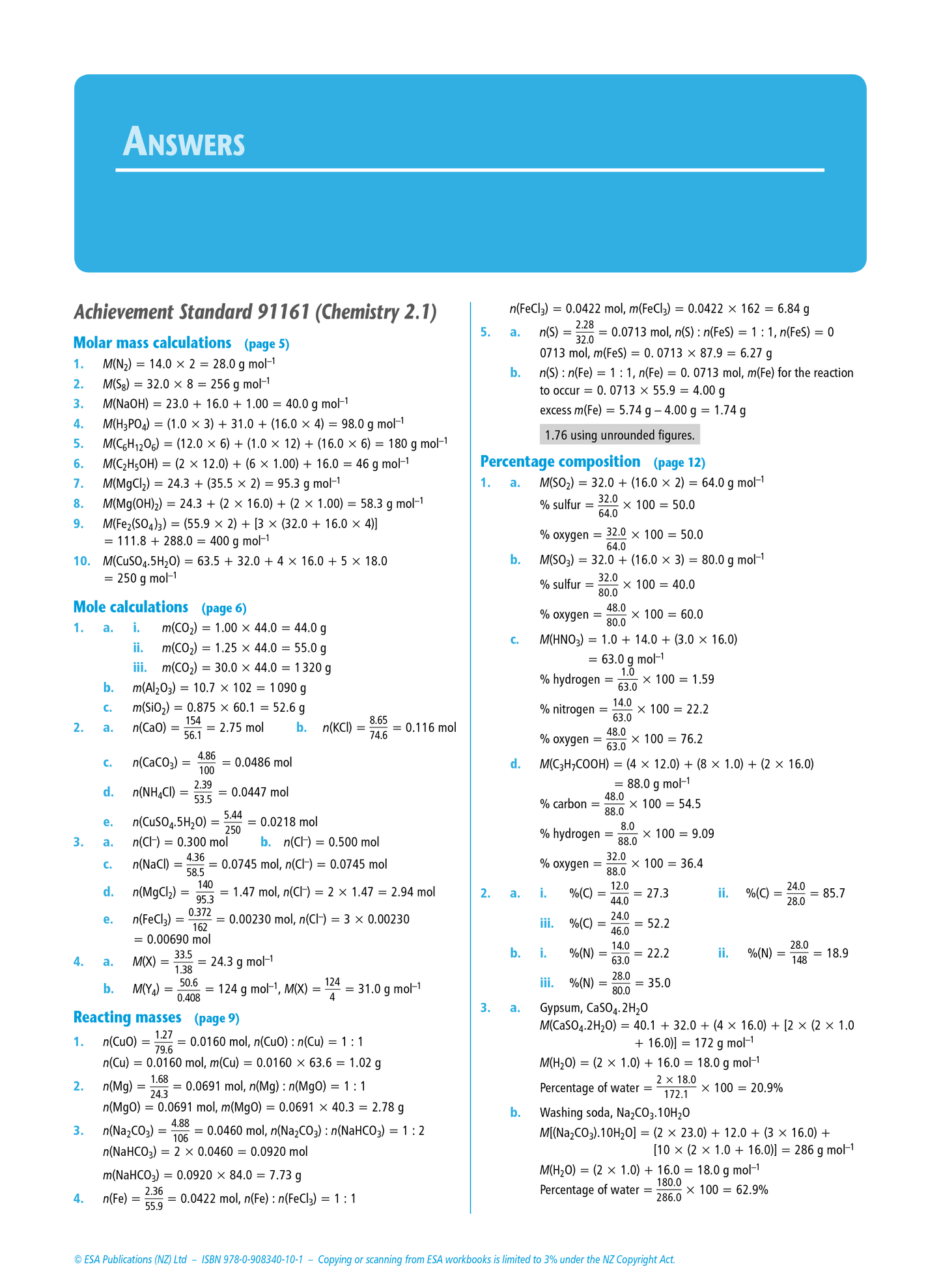 Level 2 Chemistry Internals Learning Workbook