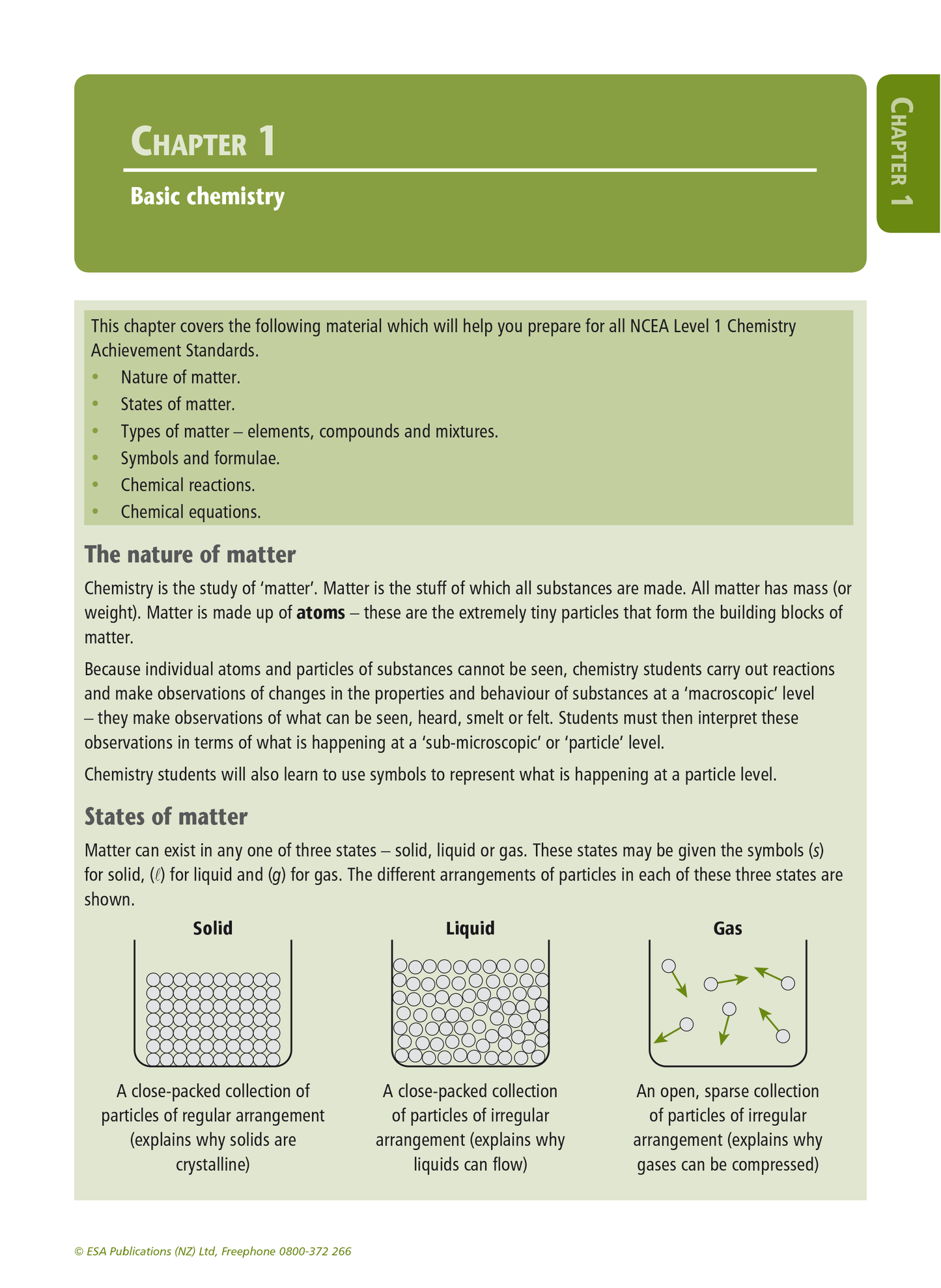 Level 1 Chemistry Learning Workbook