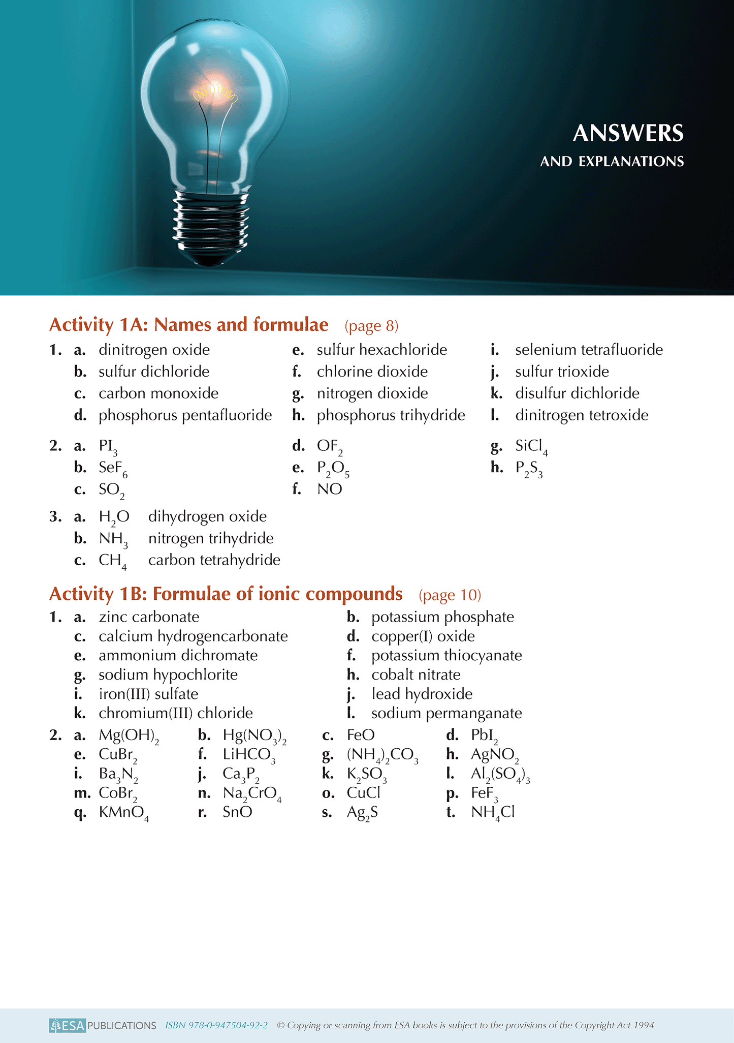 Level 2 Chemistry ESA Study Guide