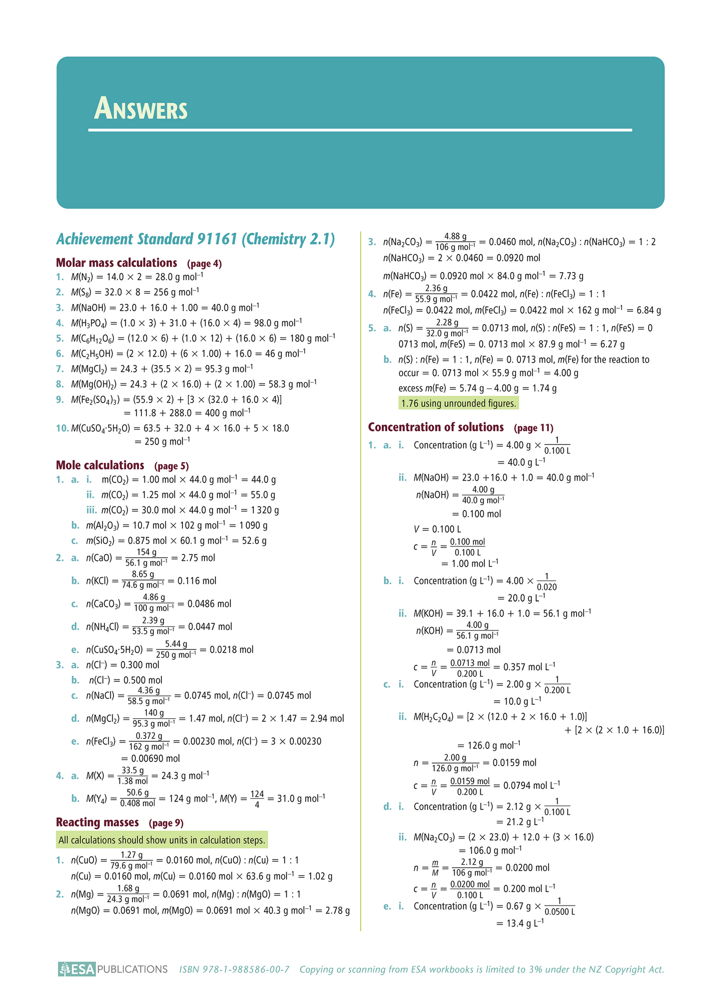 Level 2 Chemistry Learning Workbook