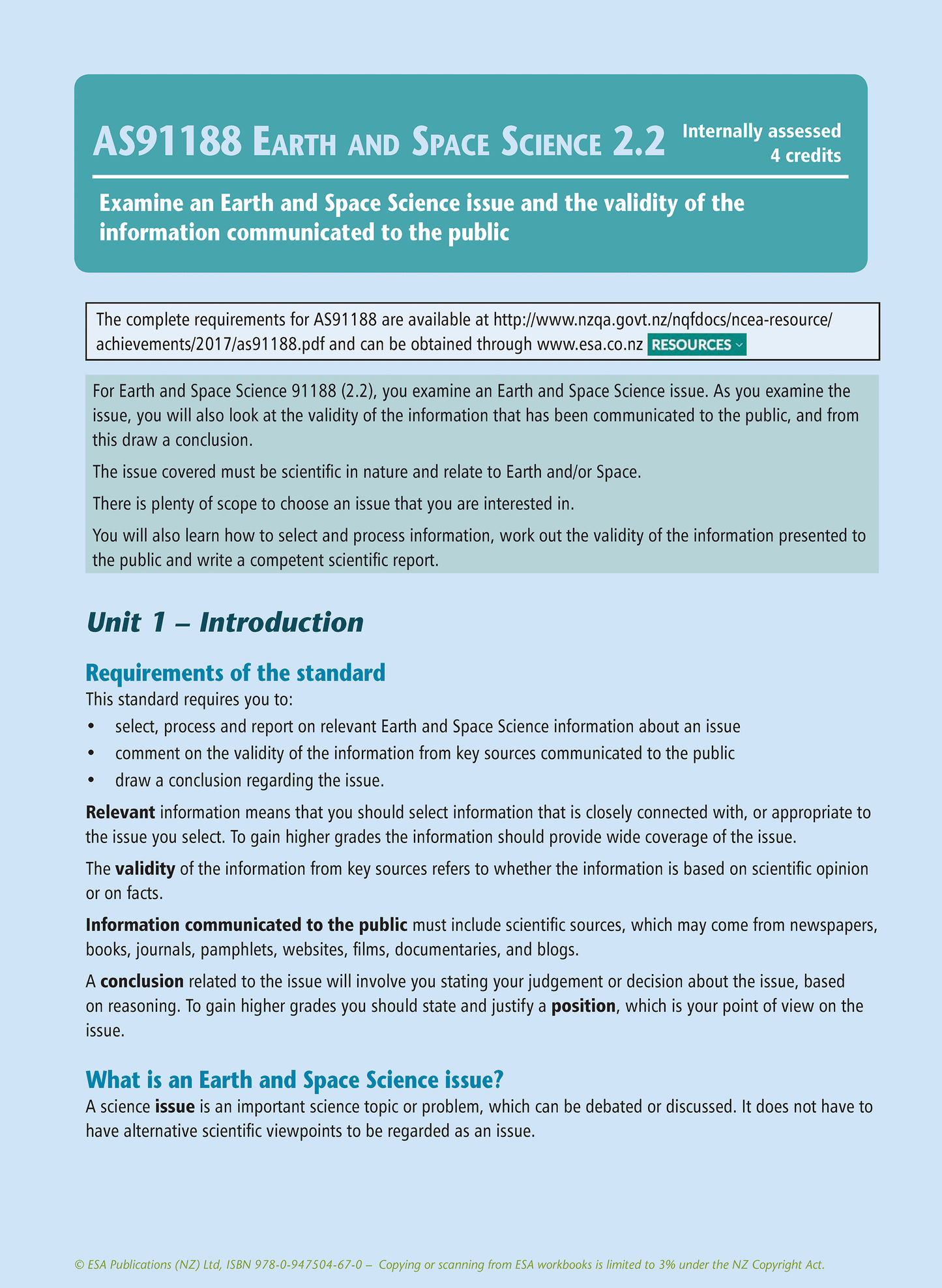 Level 2 Earth and Space Science Learning Workbook