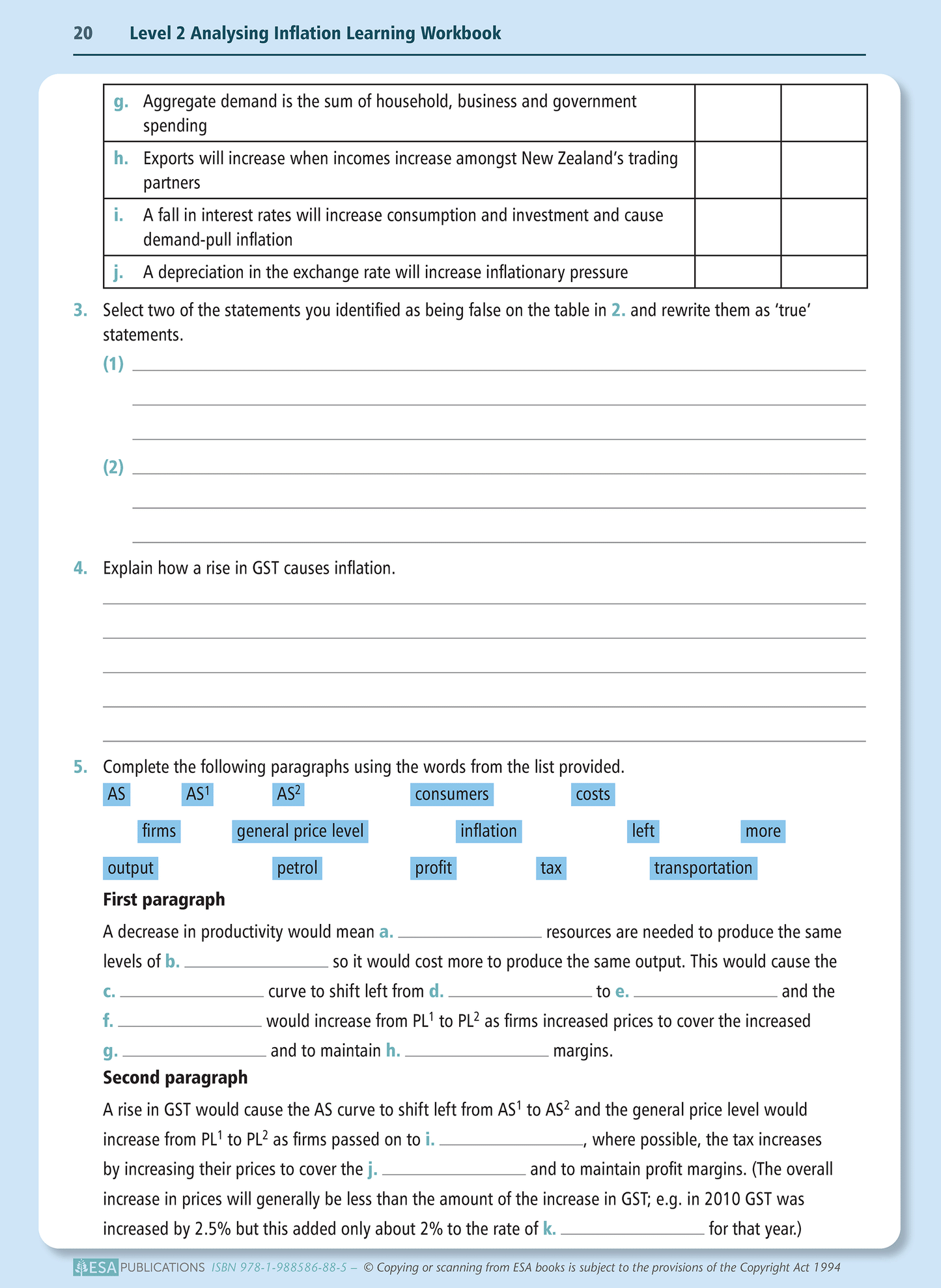 Level 2 Analysing Inflation 2.1 Learning Workbook