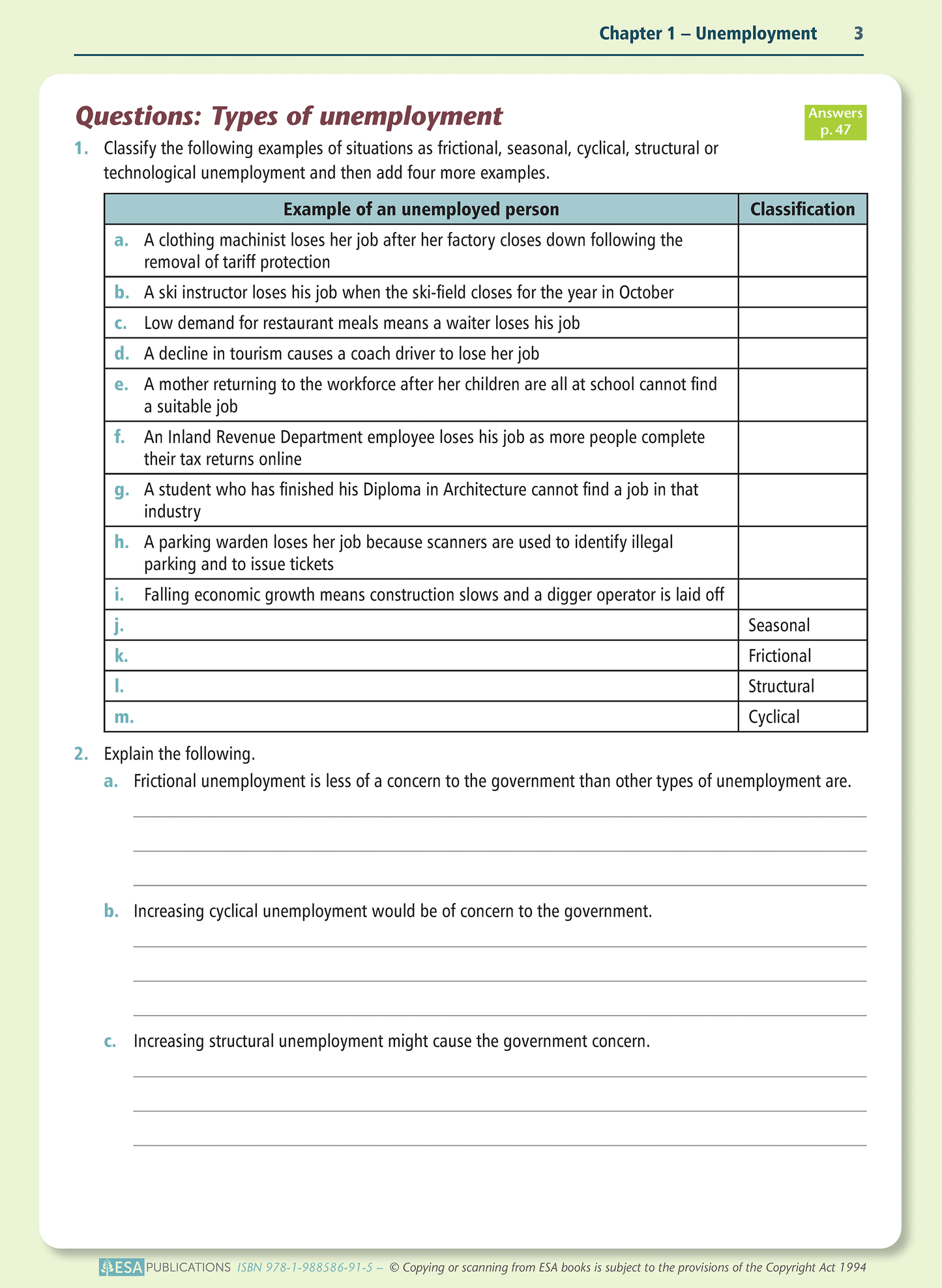 Level 2 Analysing Unemployment 2.4 Learning Workbook