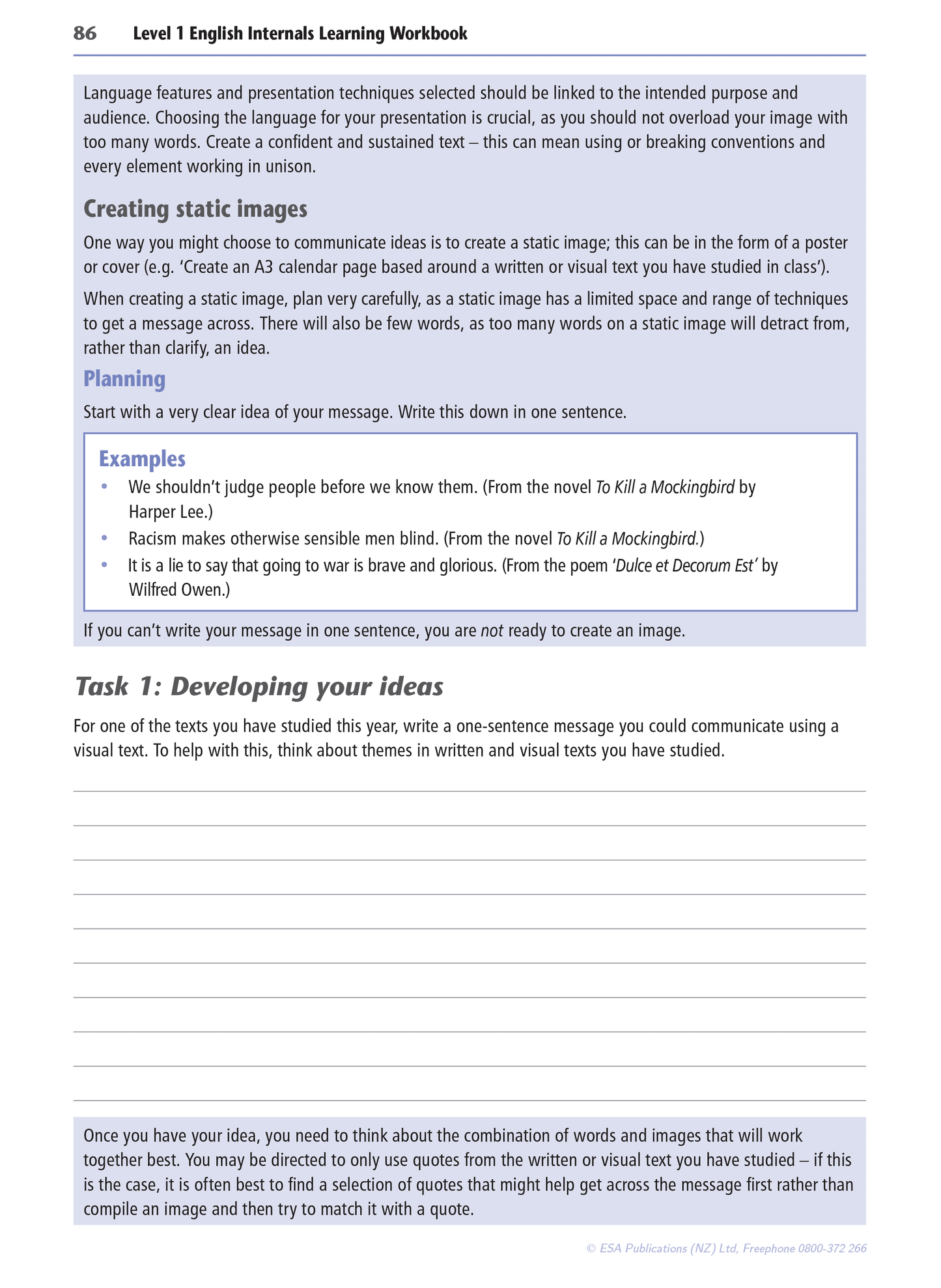 Level 1 English Internals Learning Workbook