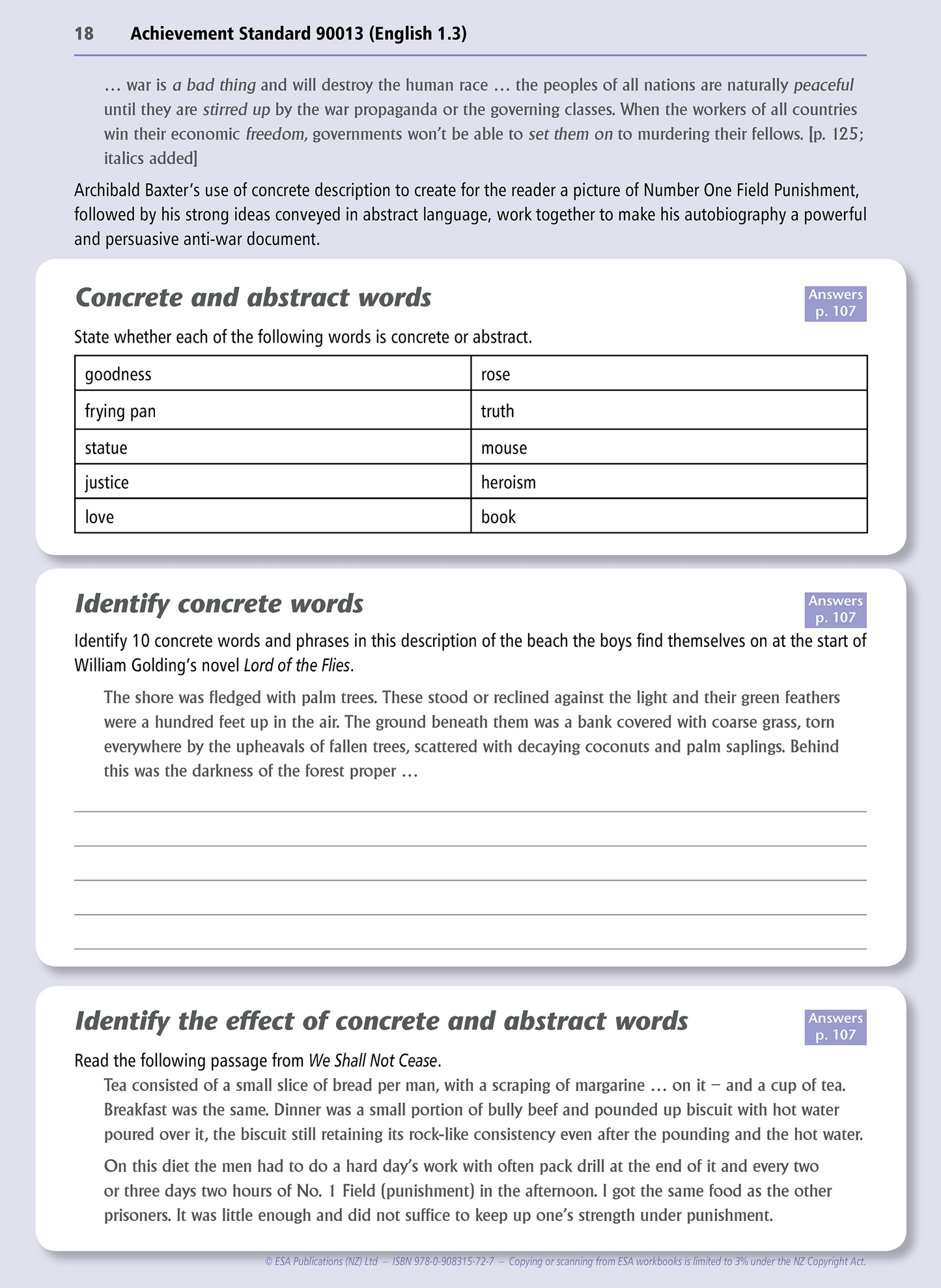 Level 1 Unfamiliar Texts 1.3 Learning Workbook