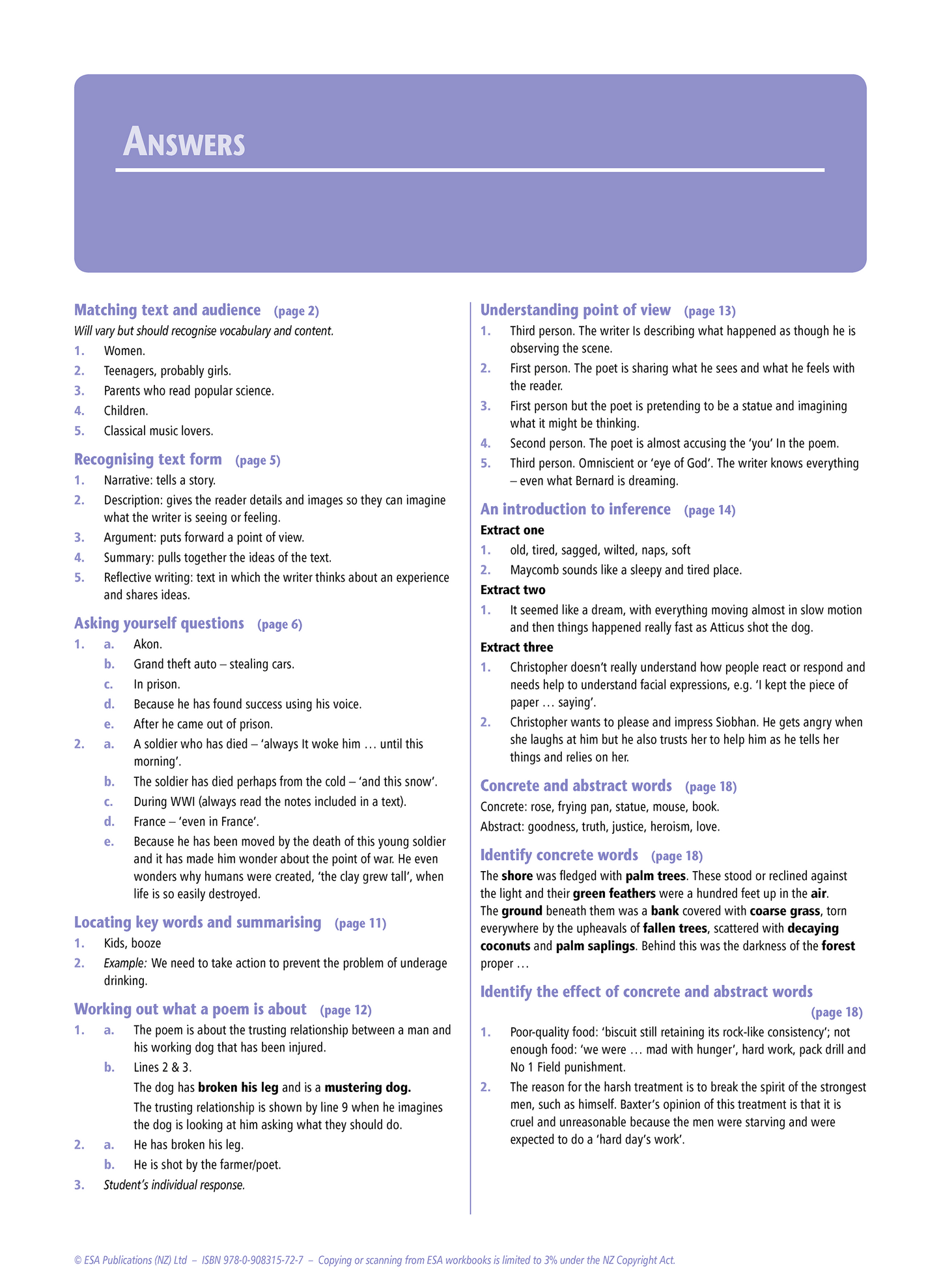 Level 1 Unfamiliar Texts 1.3 Learning Workbook