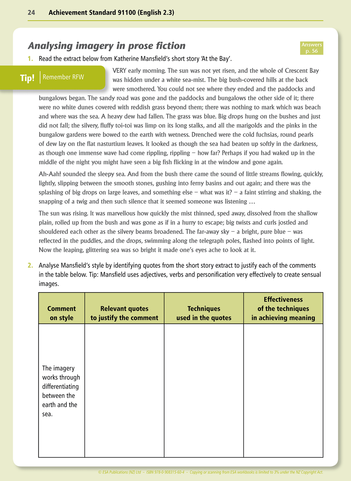 Level 2 Unfamiliar Texts 2.3 Learning Workbook