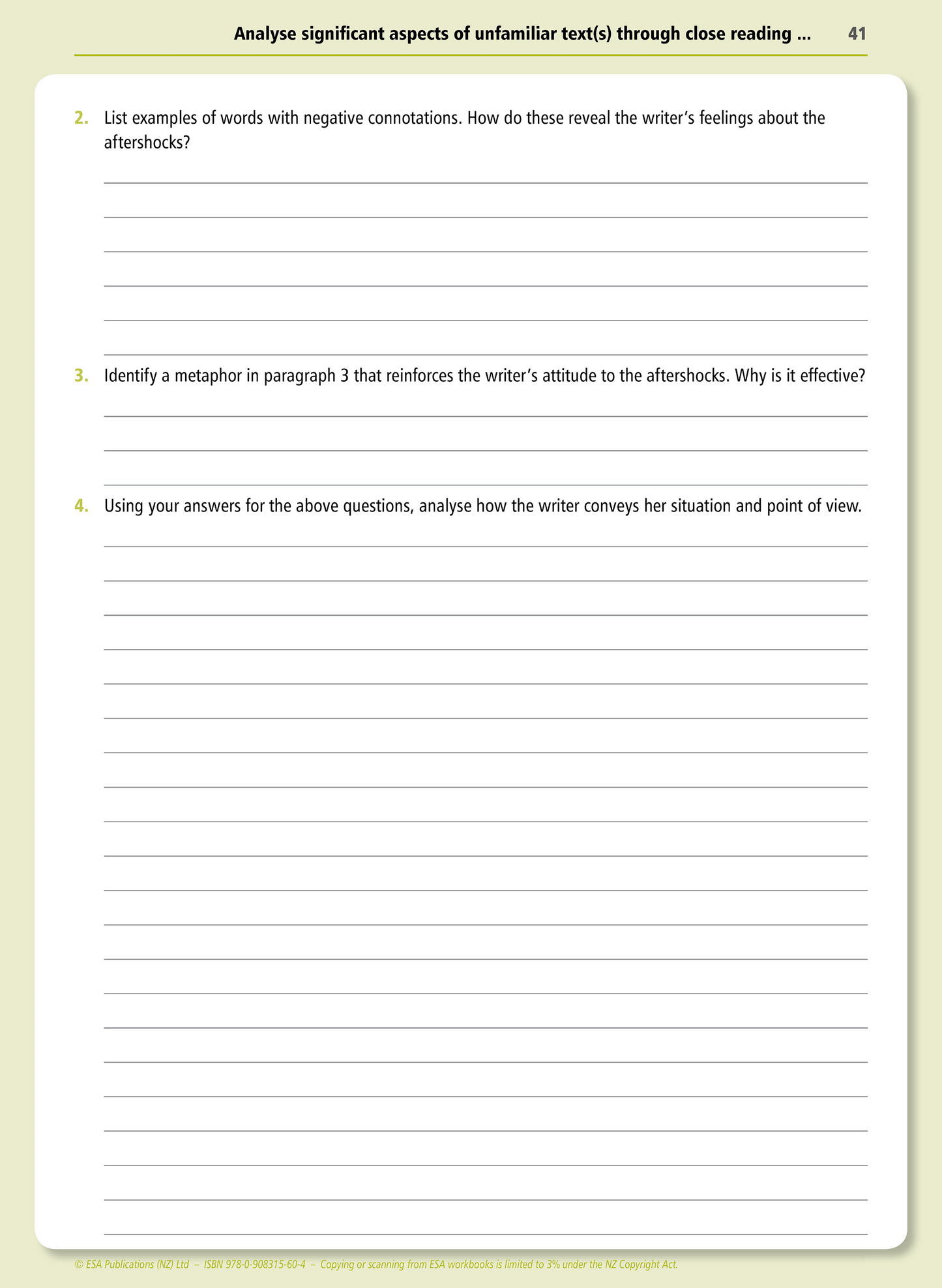 Level 2 Unfamiliar Texts 2.3 Learning Workbook