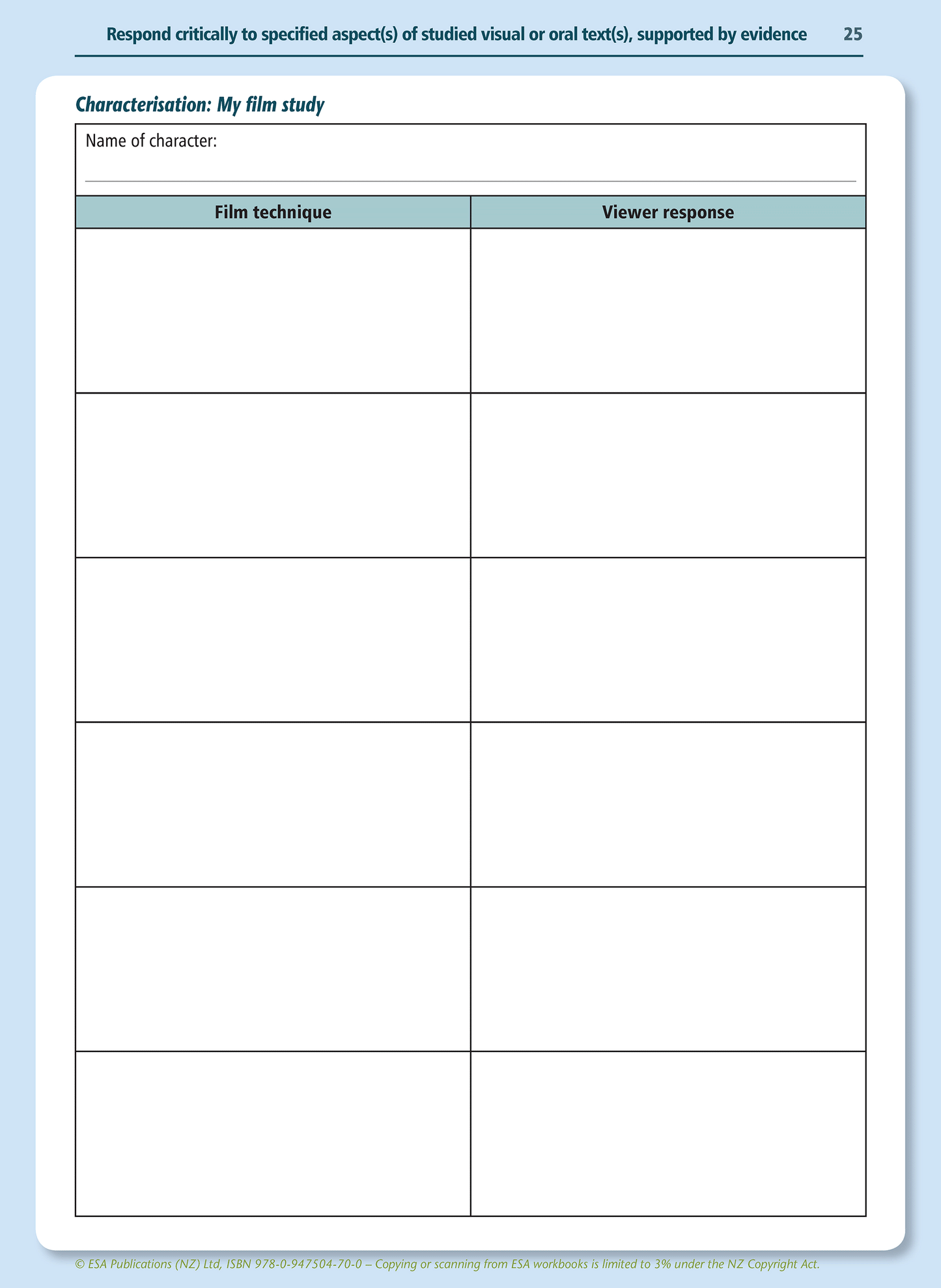 Level 3 Response to Visual Texts 3.2 Learning Workbook