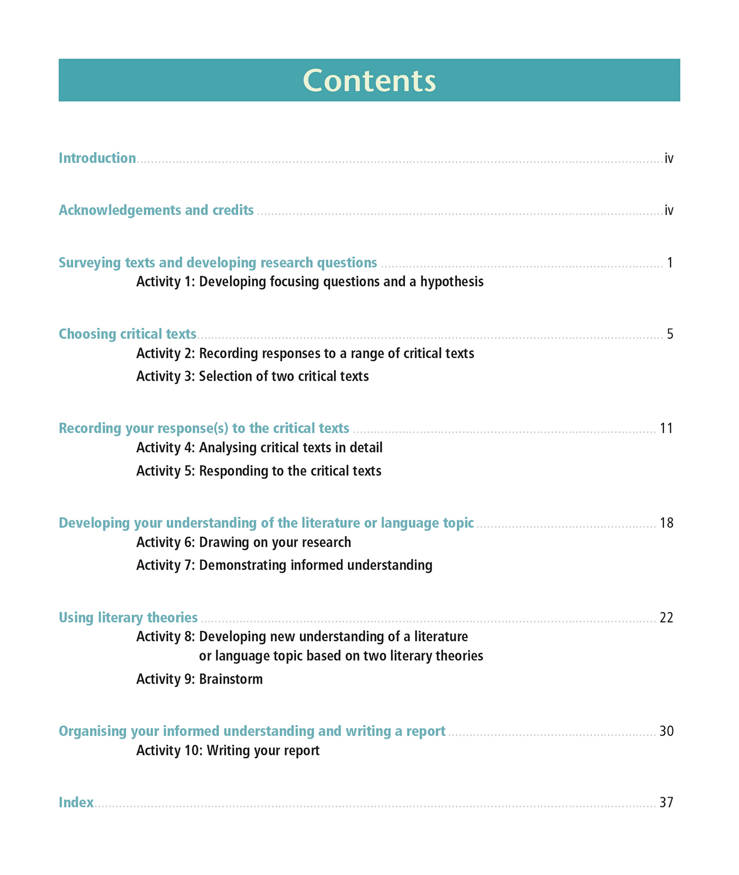 Level 3 Informed Understanding of Literature 3.8 Learning Workbook