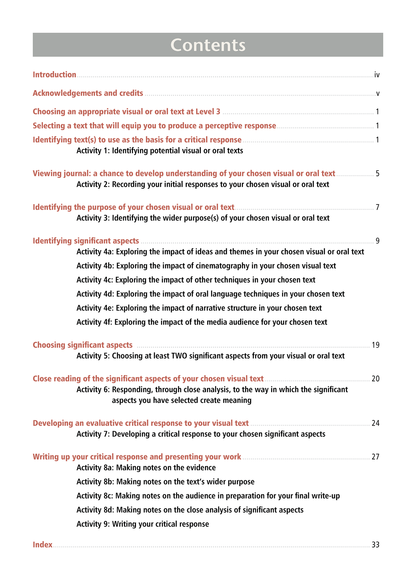 Level 3 Close Viewing of a Visual Text 3.9 Learning Workbook