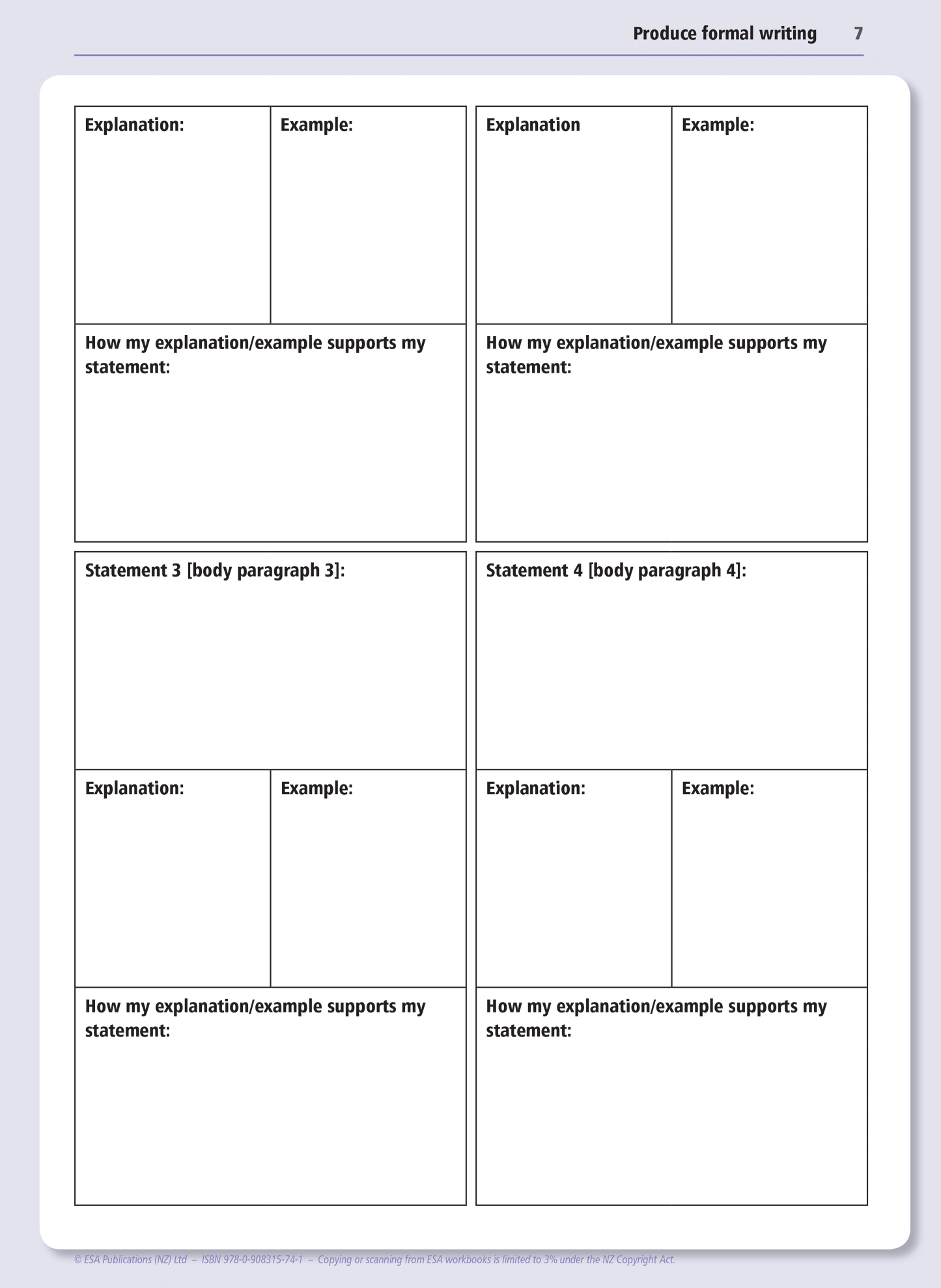 Level 1 Formal Writing 1.5 Learning Workbook