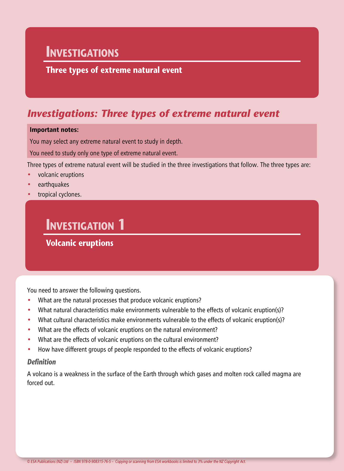 Level 1 Extreme Natural Events 1.1 Learning Workbook
