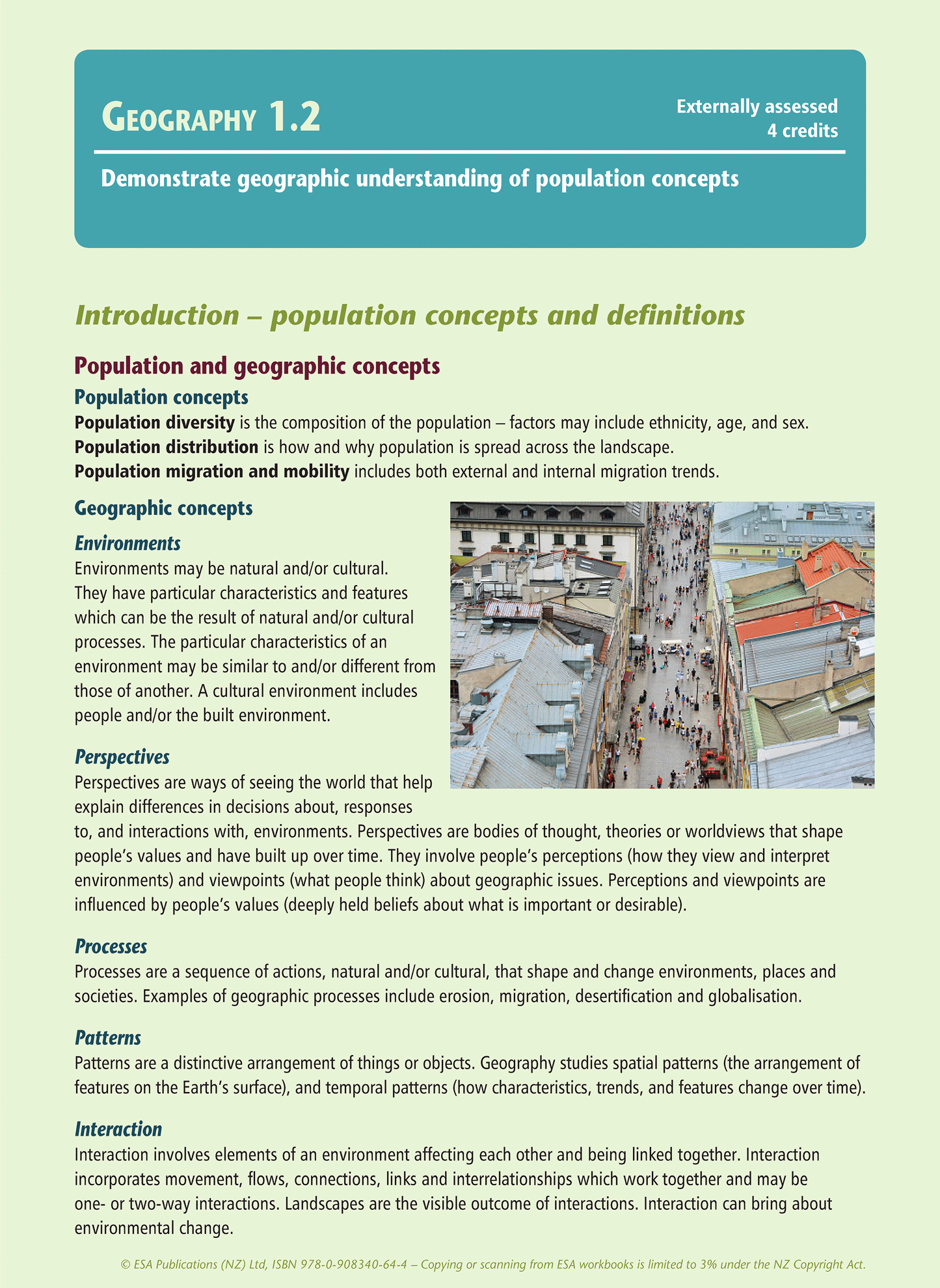 Level 1 Population Concepts 1.2 Learning Workbook