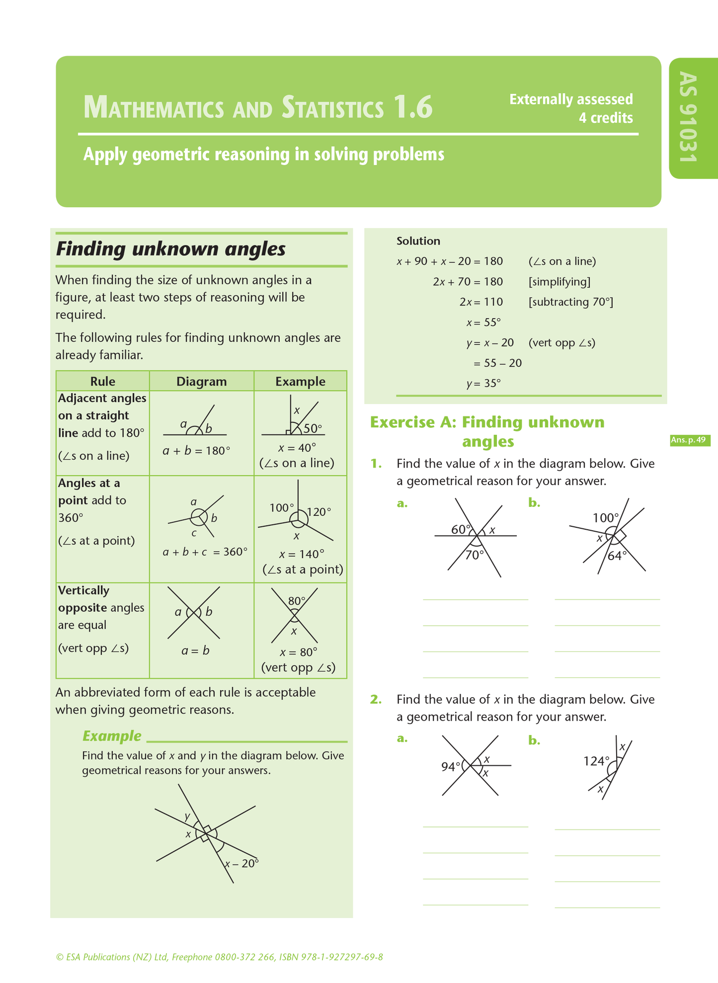 Level 1 Geometric Reasoning 1.6 Learning Workbook