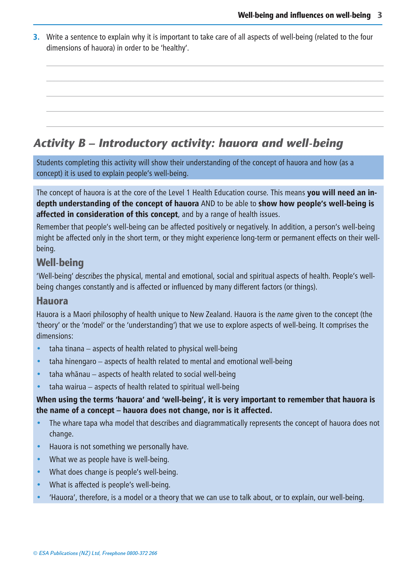 Level 1 Health Education Learning Workbook - SPECIAL (damaged stock at $10 each)