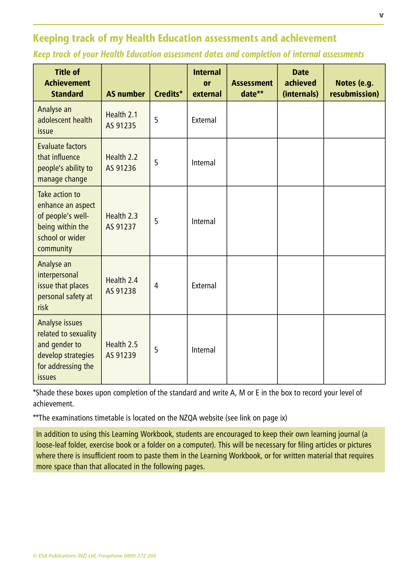 Level 2 Health Education Learning Workbook