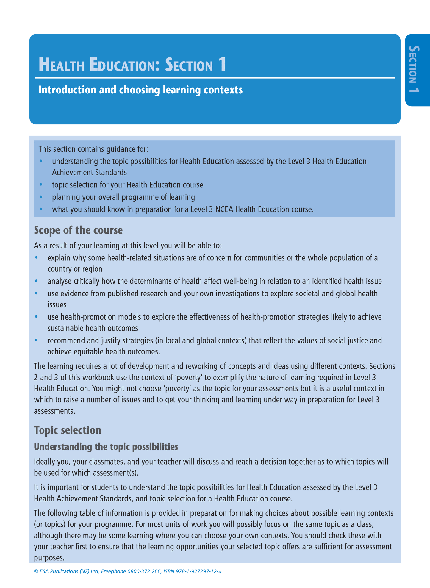 Level 3 Health Education Learning Workbook