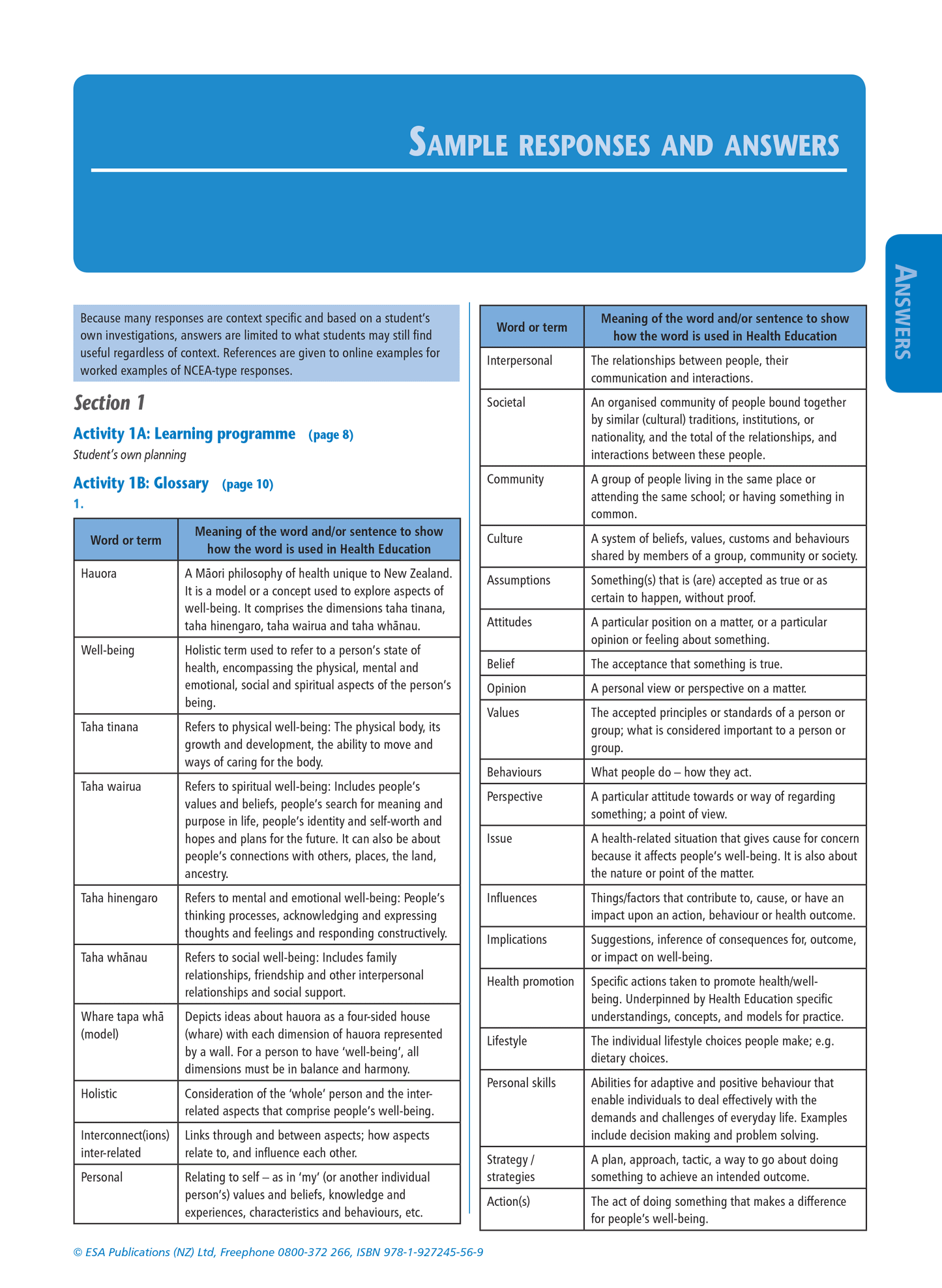 Level 3 Health Education Learning Workbook