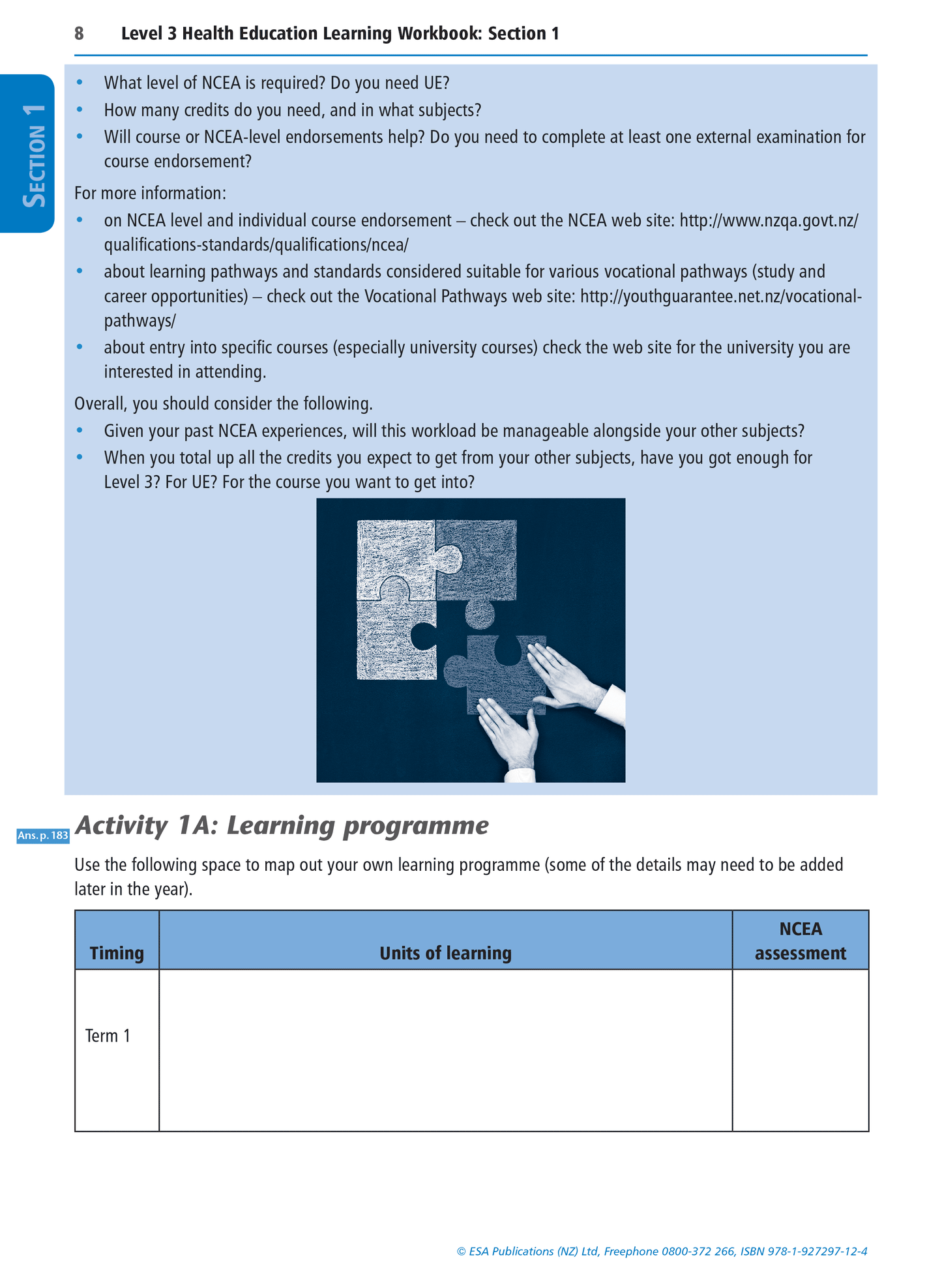 Level 3 Health Education Learning Workbook