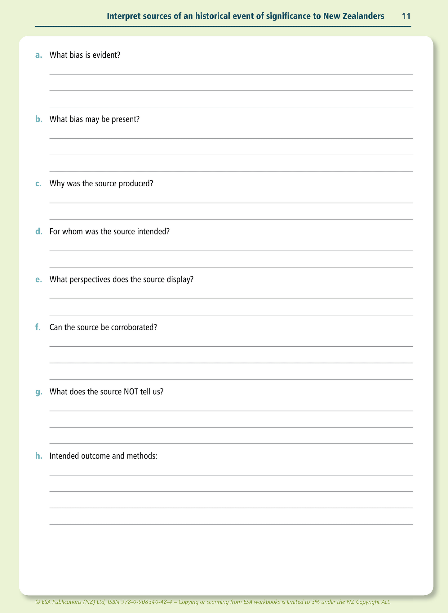 Level 1 Interpreting Historical Sources 1.3 Learning Workbook