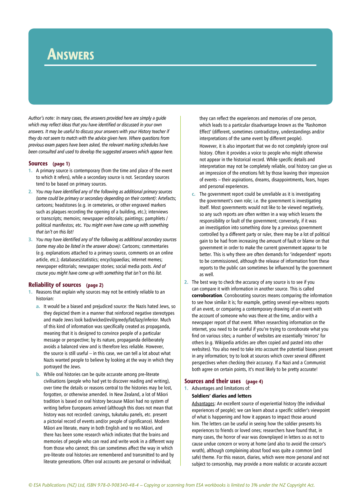 Level 1 Interpreting Historical Sources 1.3 Learning Workbook