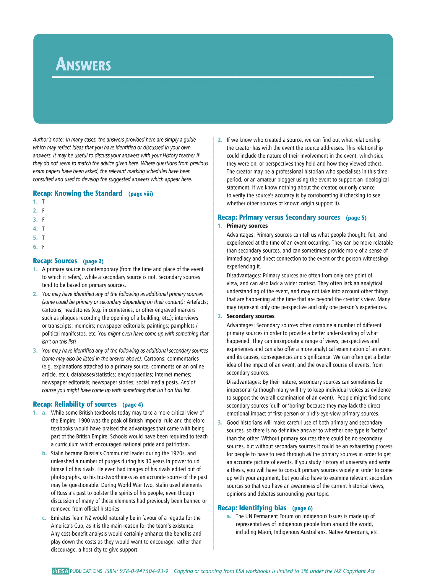 Level 2 Examining Historical Sources 2.3 Learning Workbook