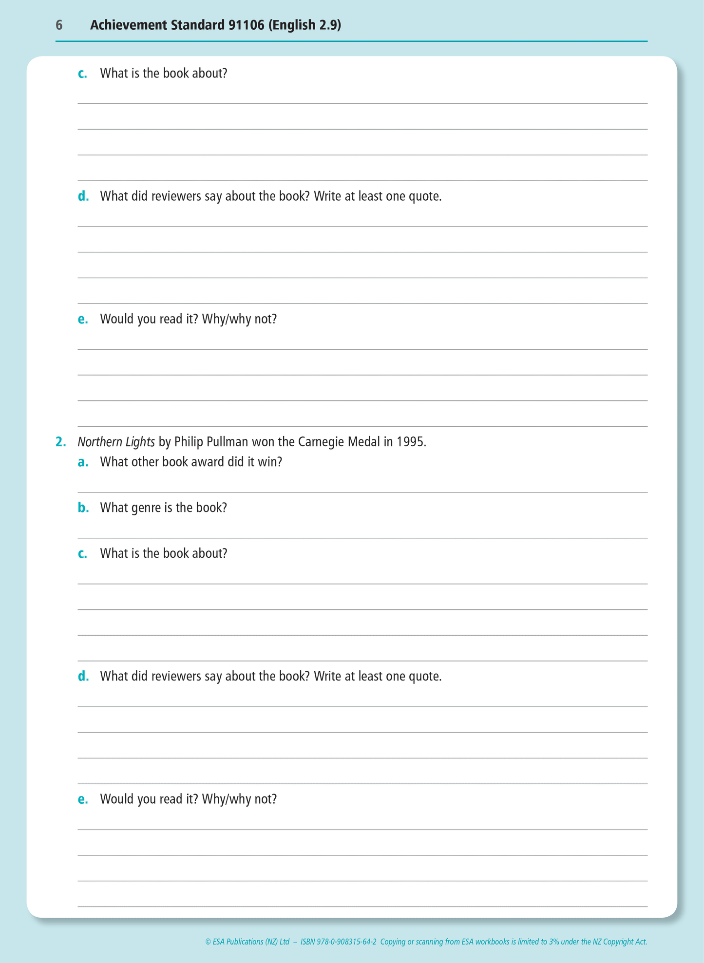 Level 2 Independent Reading 2.9 Learning Workbook