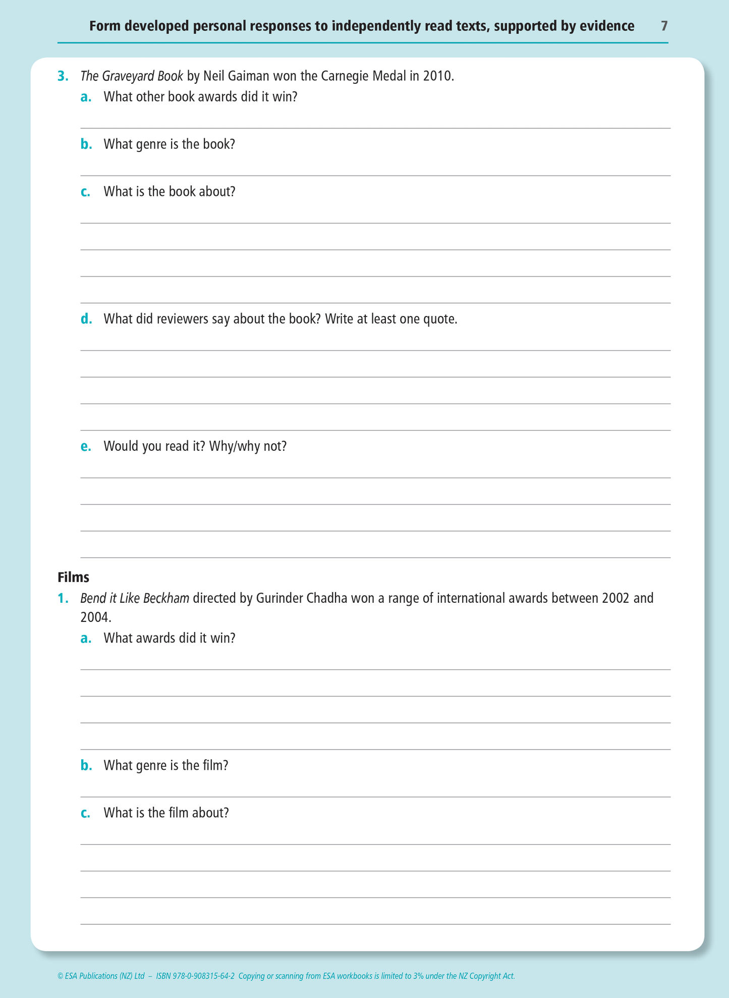 Level 2 Independent Reading 2.9 Learning Workbook