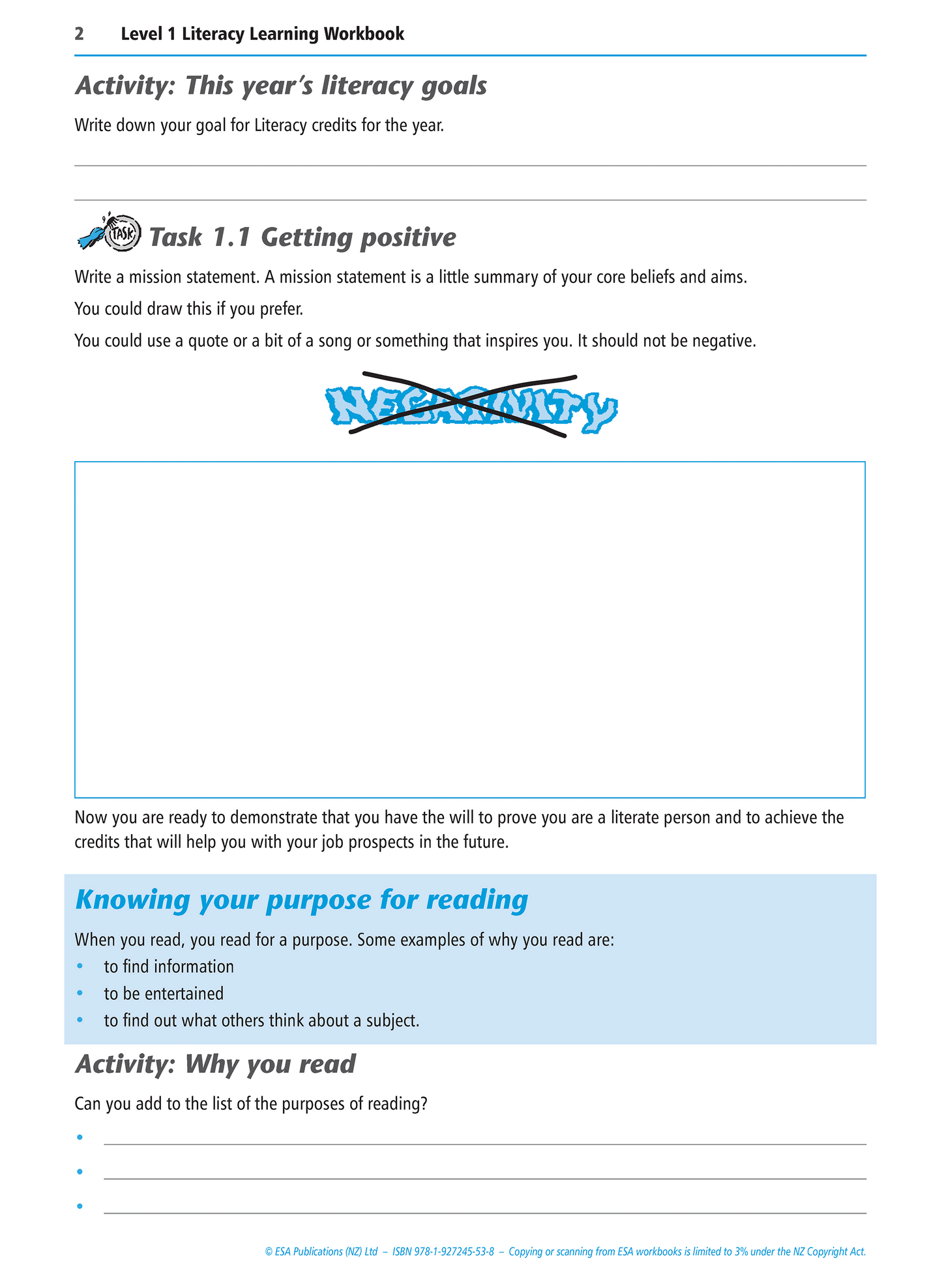 Level 1 Literacy Learning Workbook