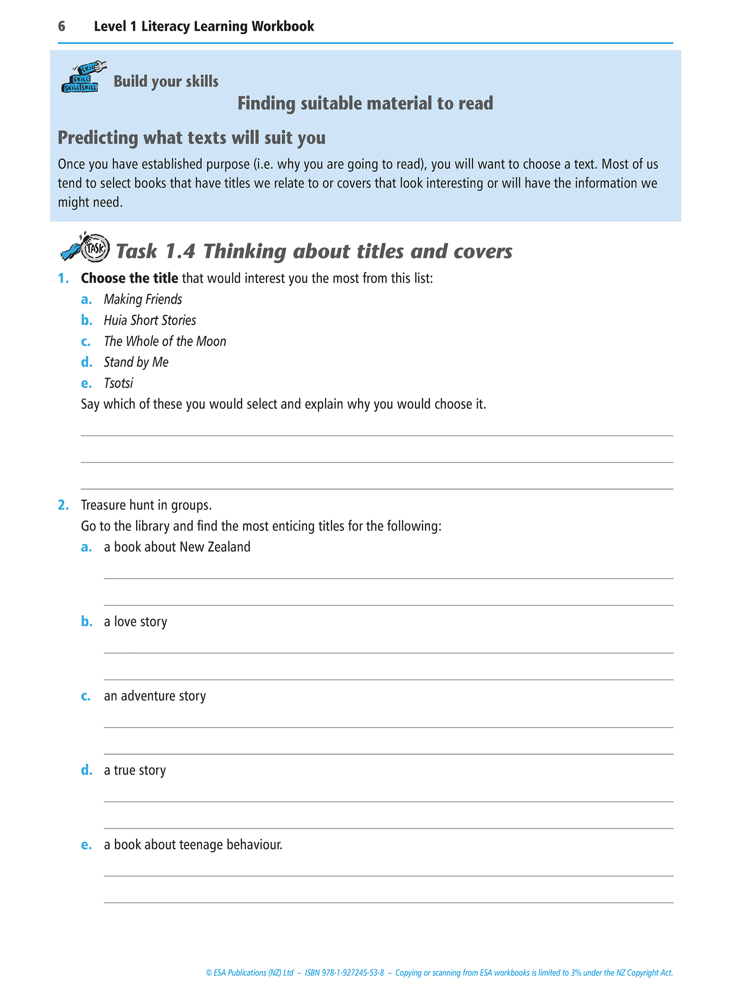 Level 1 Literacy Learning Workbook