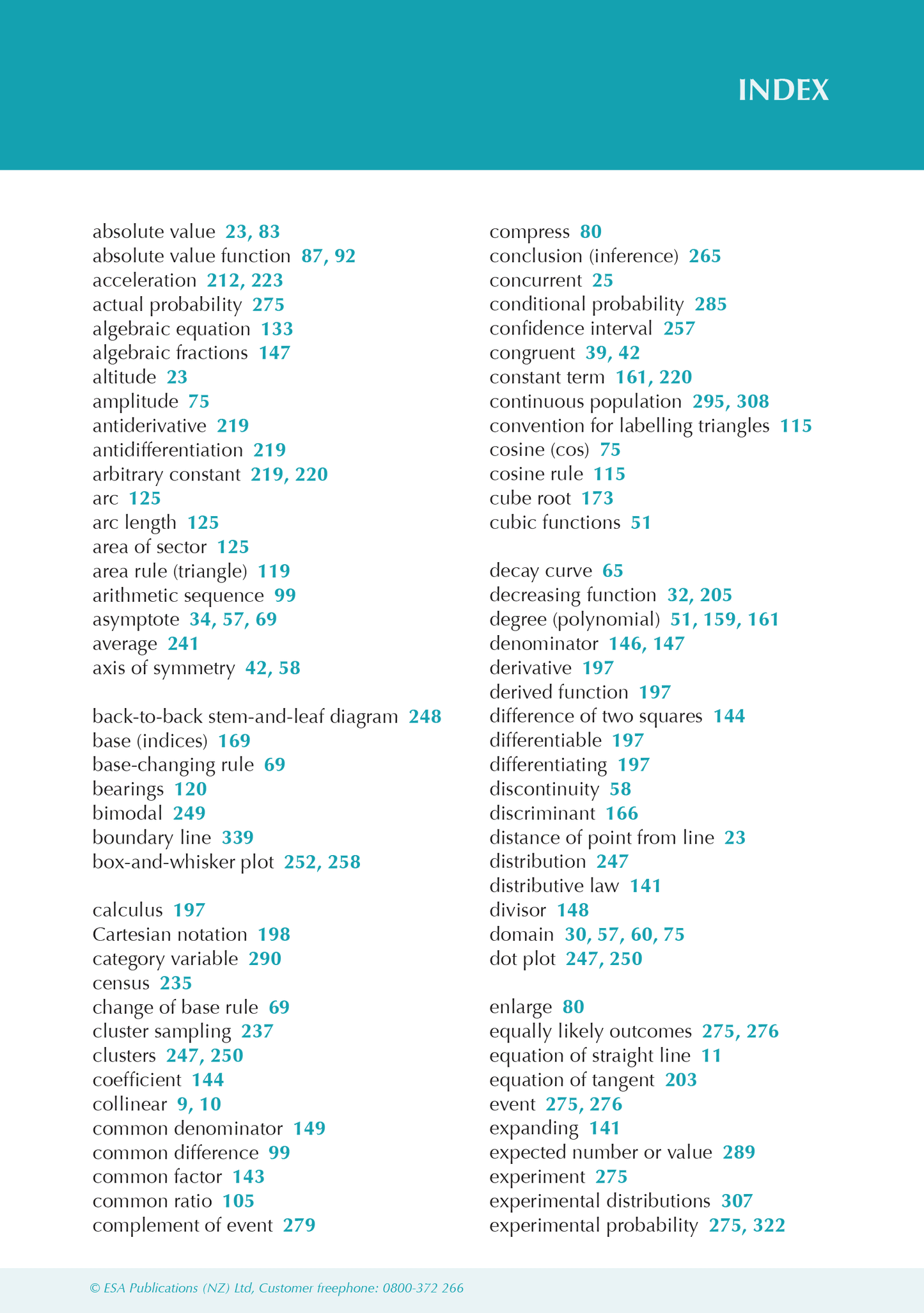 Level 2 Mathematics and Statistics ESA Study Guide