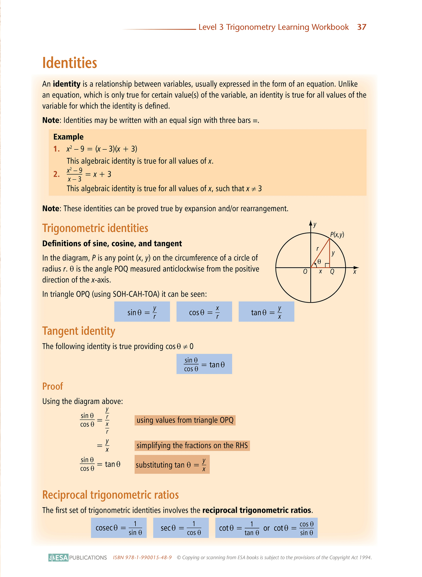 Level 3 Trigonometry 3.3 Learning Workbook